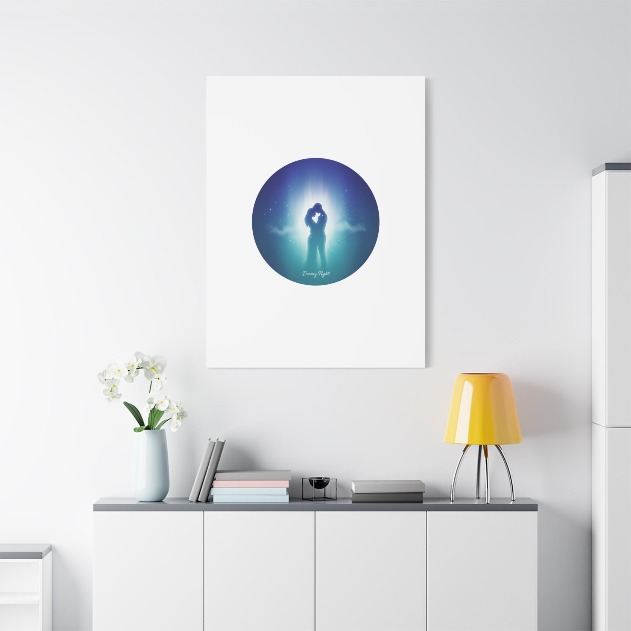 Dreamy Nightscape Canvas | Afterlight Atmospheric Print, Luminous Night Bloom