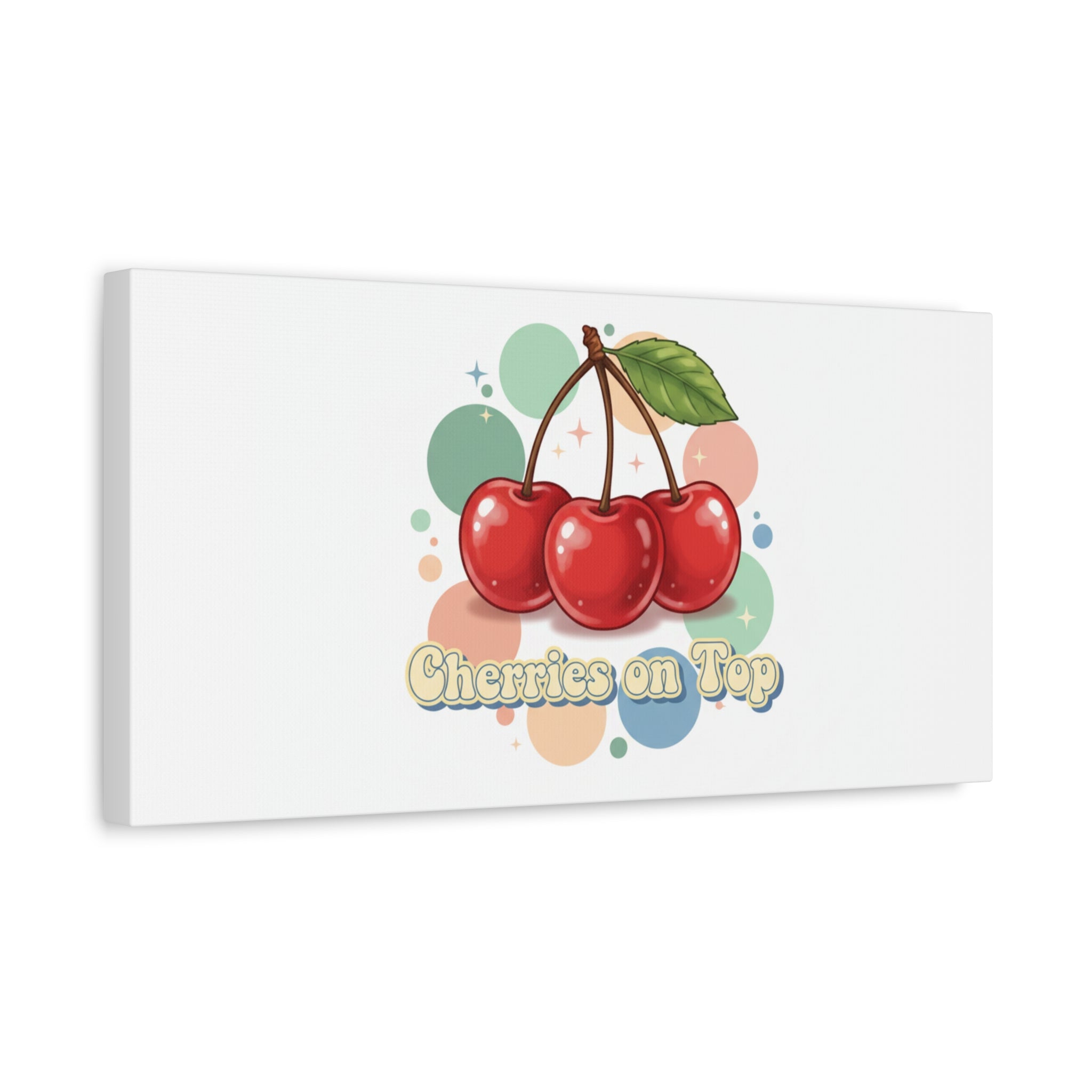 Cherries on Top Canvas | Retro Kawaii Fruit Wall Art
