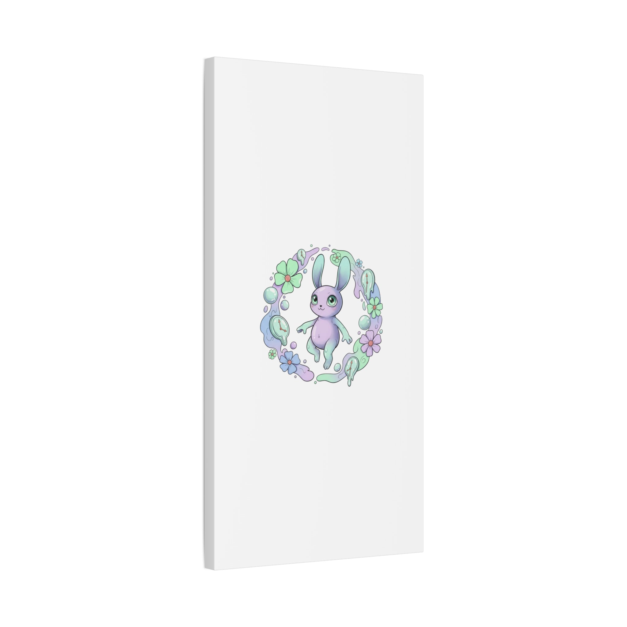 Micro-Surreal Bunny Wreath Canvas | Weirdcore Micro-Surrealism Art