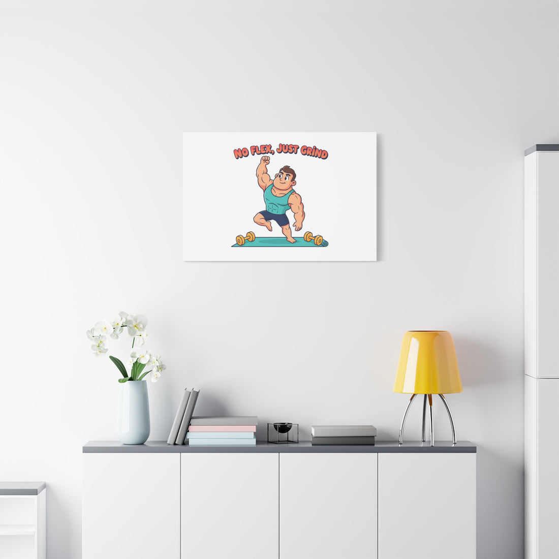 No Flex Just Grind canvas, Gymtimidation humor wall art | start small fitness décor
