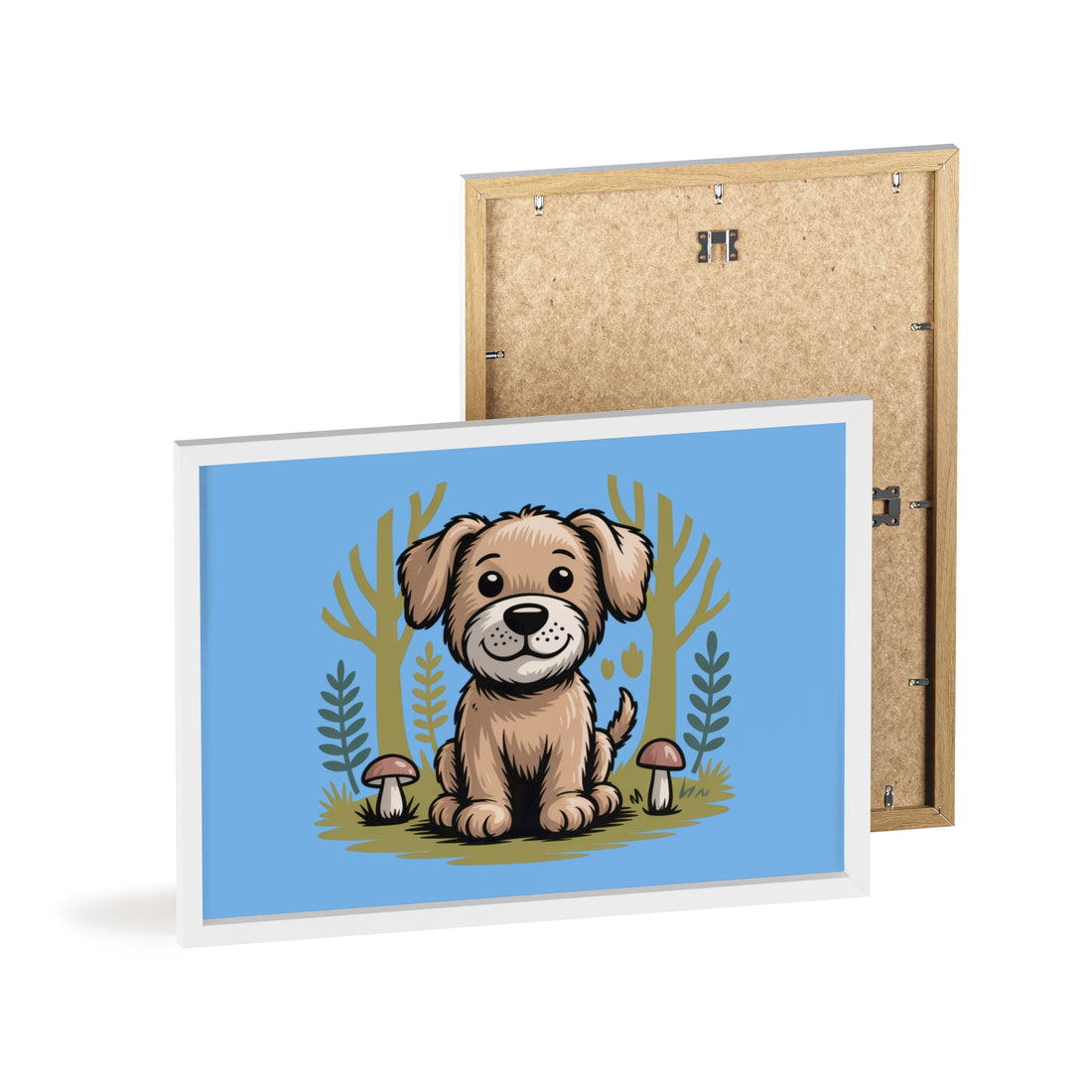 Cute Puppy Poster with Wooden Frame — Nursery Wall Art