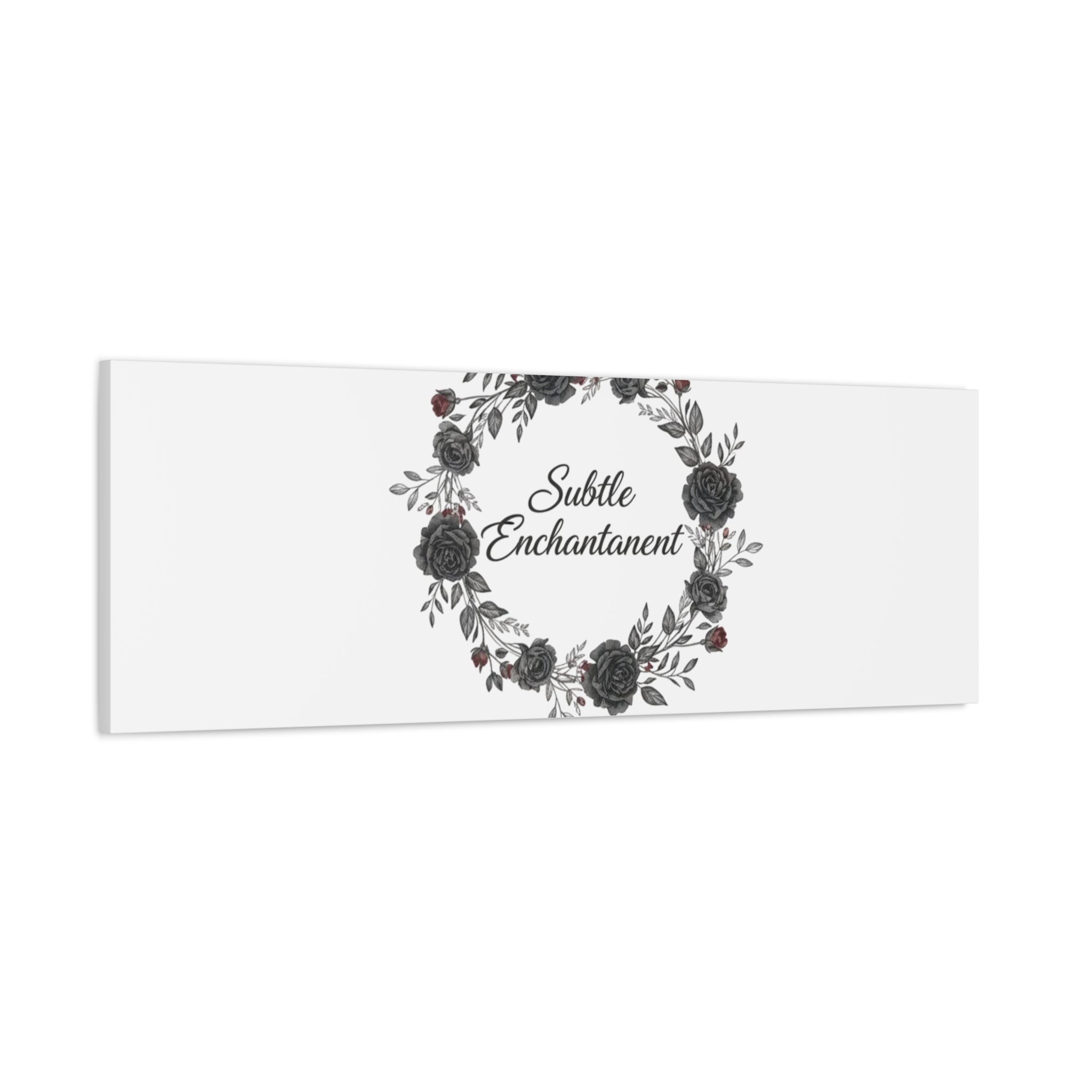 Moon Rose Wreath Canvas, Romantic Gothic Lite, Soft Goth Floral Wall Art