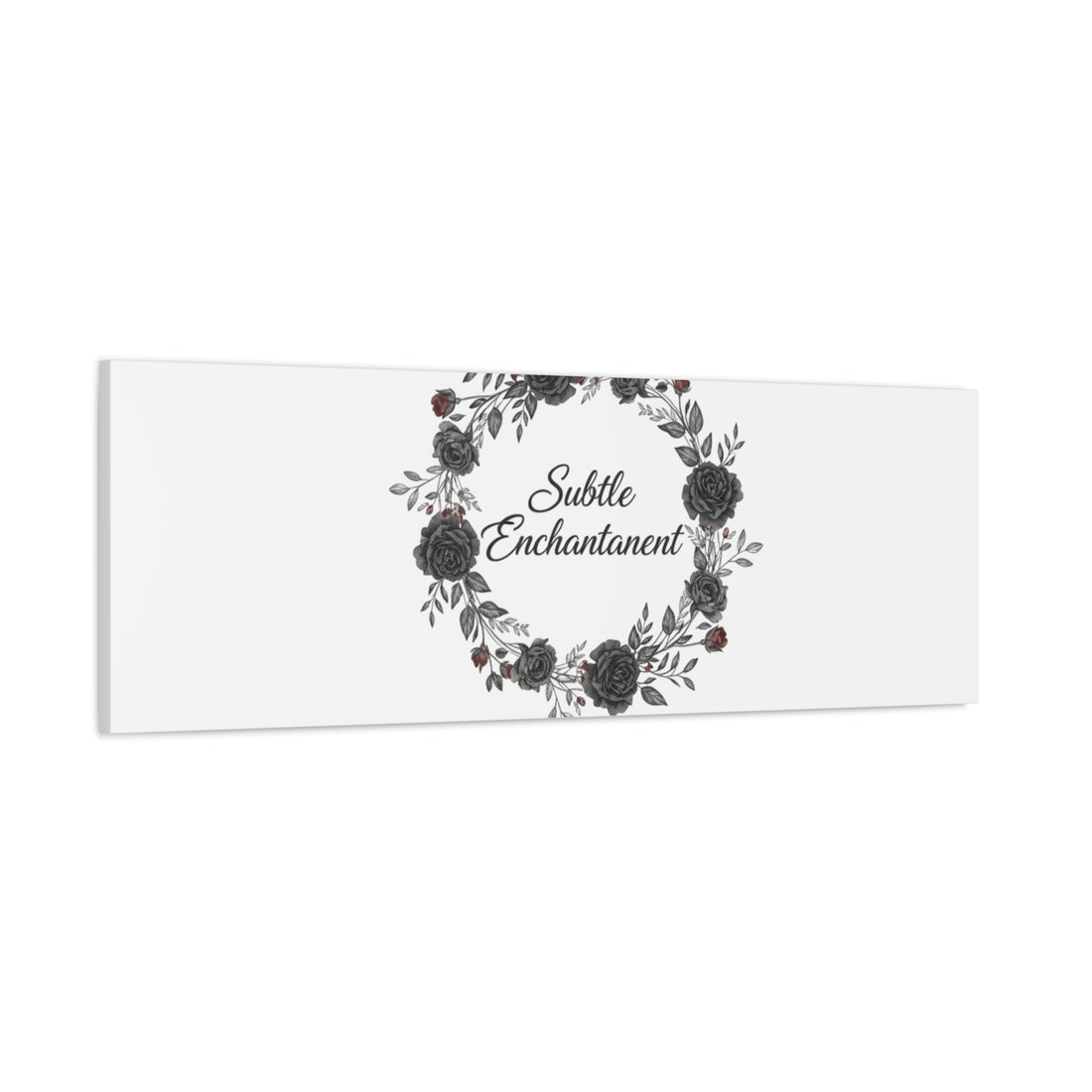 Moon Rose Wreath Canvas, Romantic Gothic Lite, Soft Goth Floral Wall Art