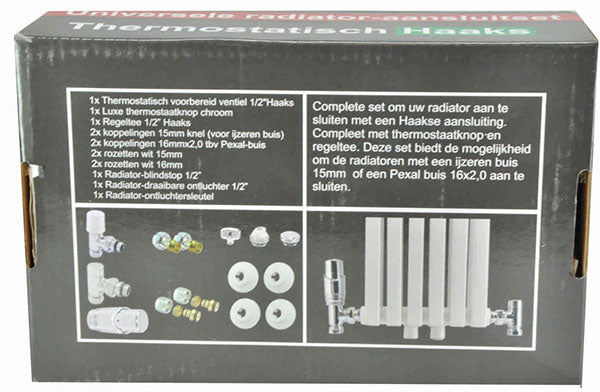 Hoekradiatoraansluitset Wiesbaden in Chroom (voor zijaansluiting)