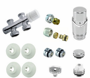 Recht Radiator Onderblok Wiesbaden in Chroom (voor Middenaansluiting)