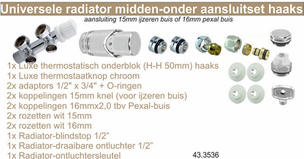 Radiateur Onderblok Hoek Wiesbaden Chroom Links (Voor Middenaansluiting)