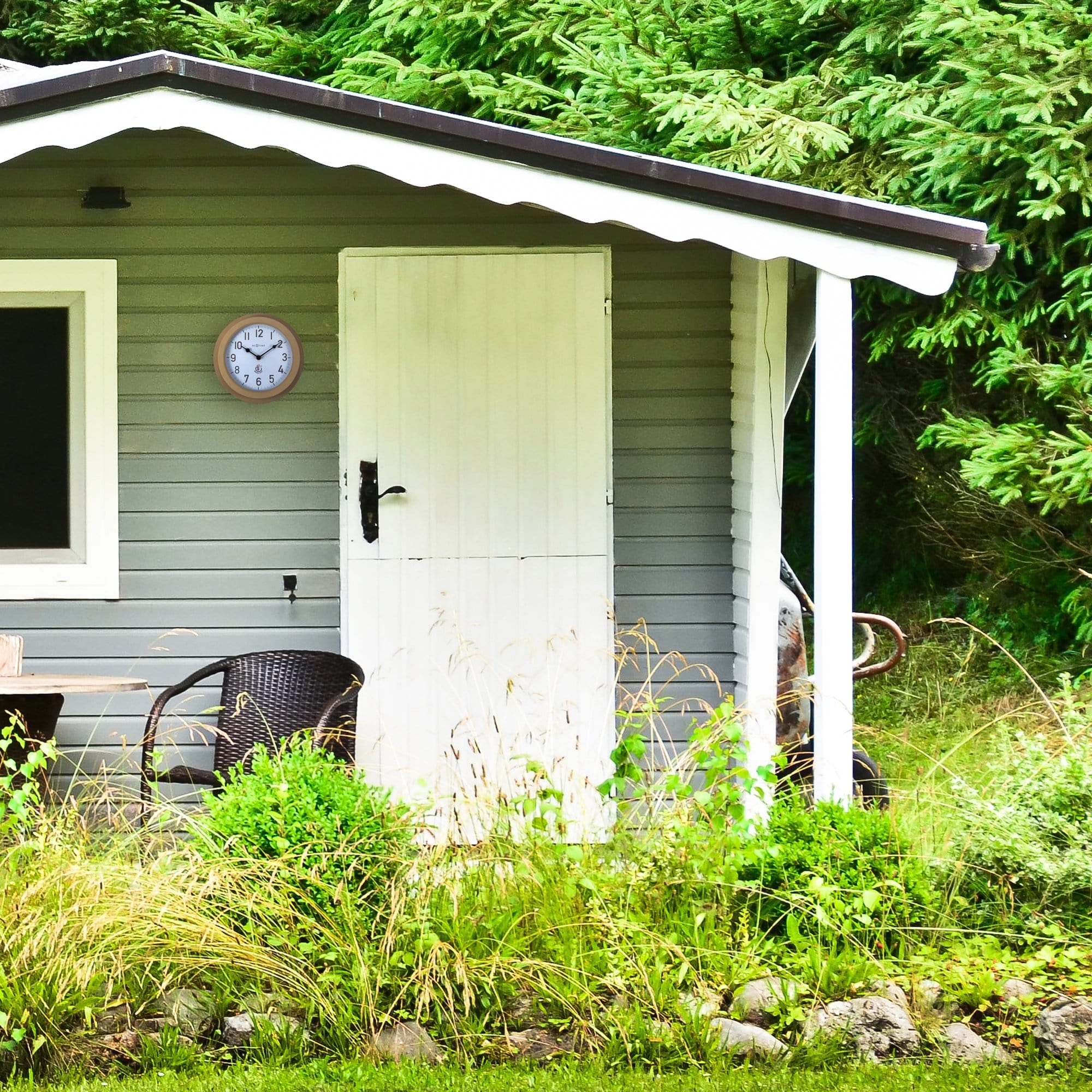 Weatherproof Outdoor Wall Clock - 22cm - Metal - Galvanized  Poppy - Goat Corp