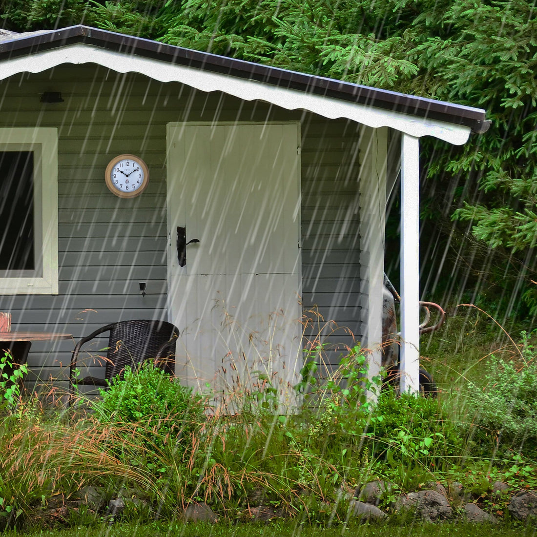 Weatherproof Outdoor Wall Clock - 22cm - Metal - Galvanized  Poppy - Goat Corp