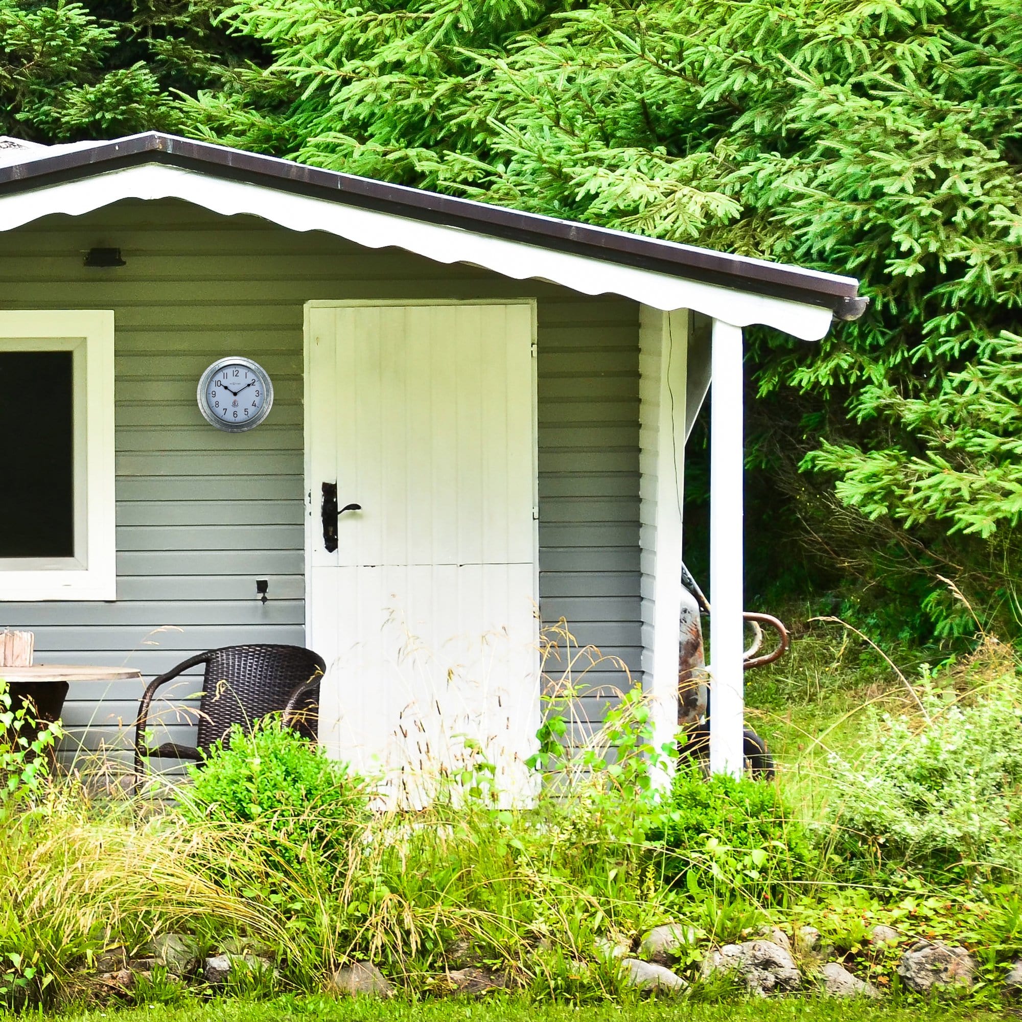 Weatherproof Outdoor Wall Clock - 22cm - Metal - Galvanized  Poppy - Goat Corp