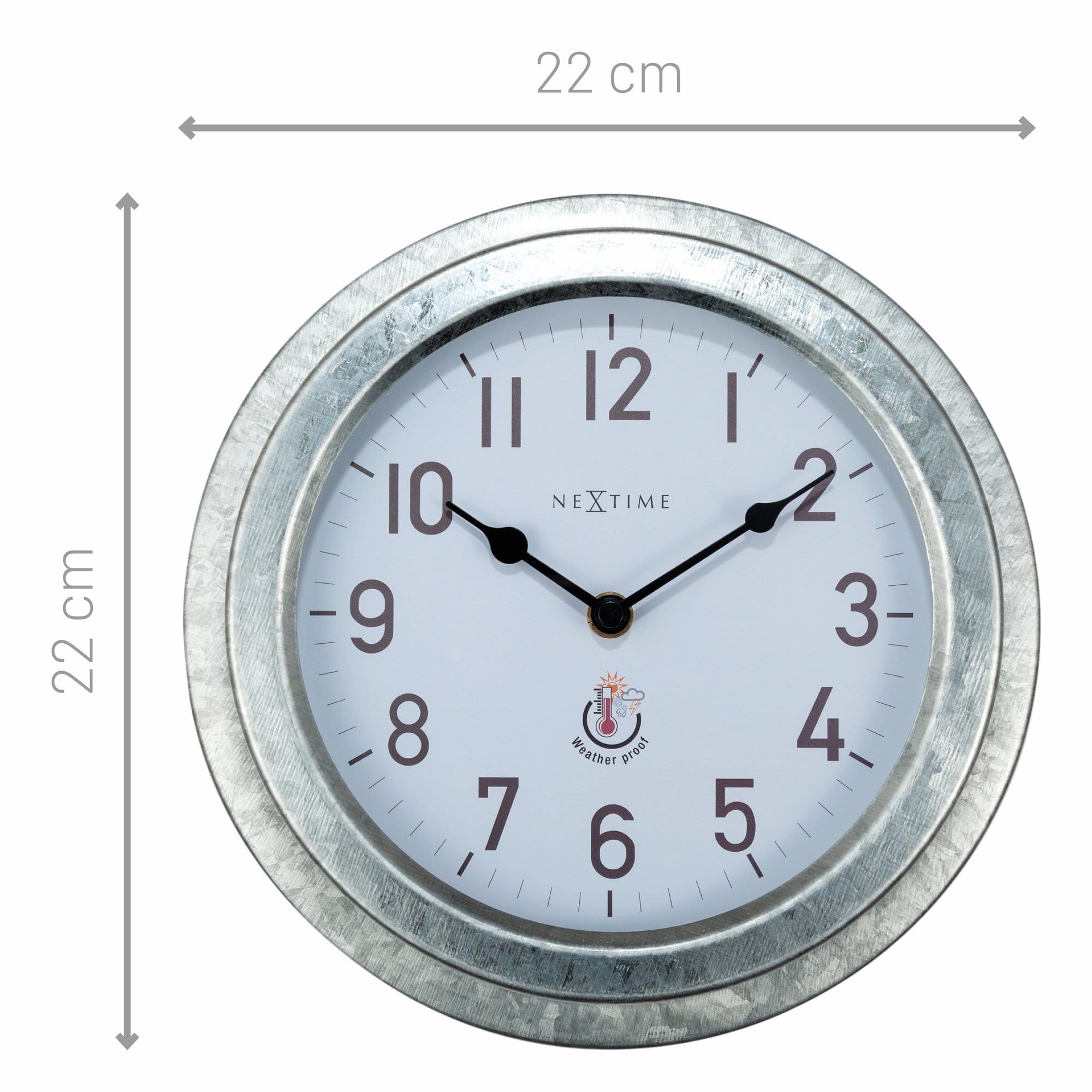 Weatherproof Outdoor Wall Clock - 22cm - Metal - Galvanized  Poppy - Goat Corp