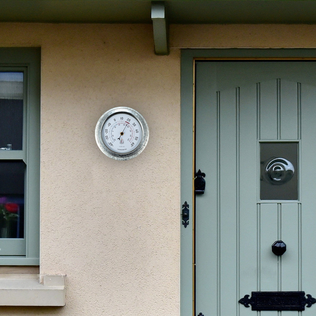 Weatherproof Thermometer - 22cm - Metal - Galvanized  Lily - Goat Corp