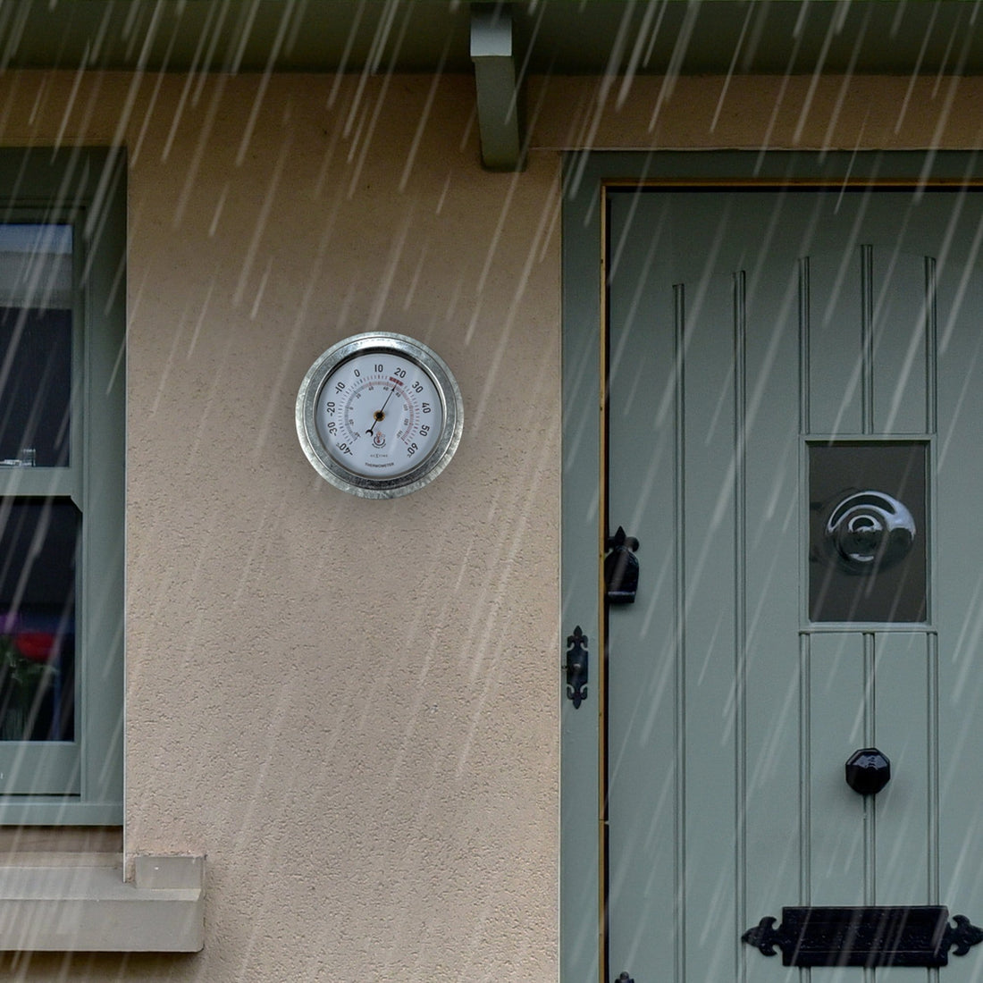 Weatherproof Thermometer - 22cm - Metal - Galvanized  Lily - Goat Corp