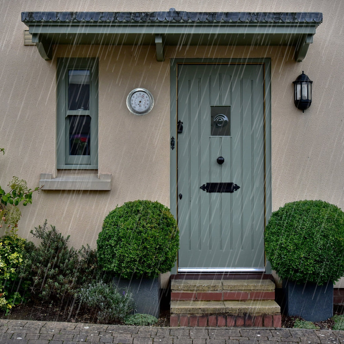 Weatherproof Thermometer - 22cm - Metal - Galvanized  Lily - Goat Corp