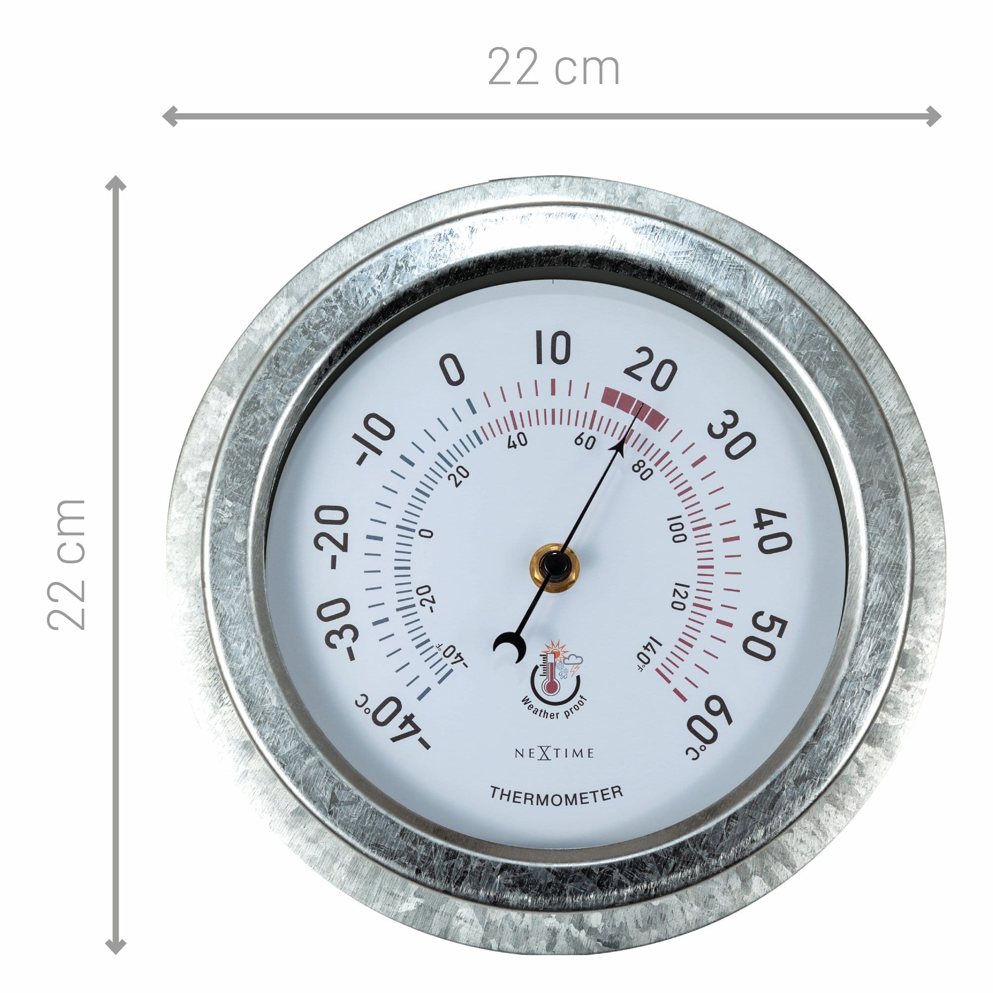 Weatherproof Thermometer - 22cm - Metal - Galvanized  Lily - Goat Corp