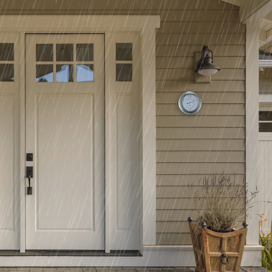 Weatherproof Barometer - 22cm - Metal - Galvanized  Orchid - Goat Corp