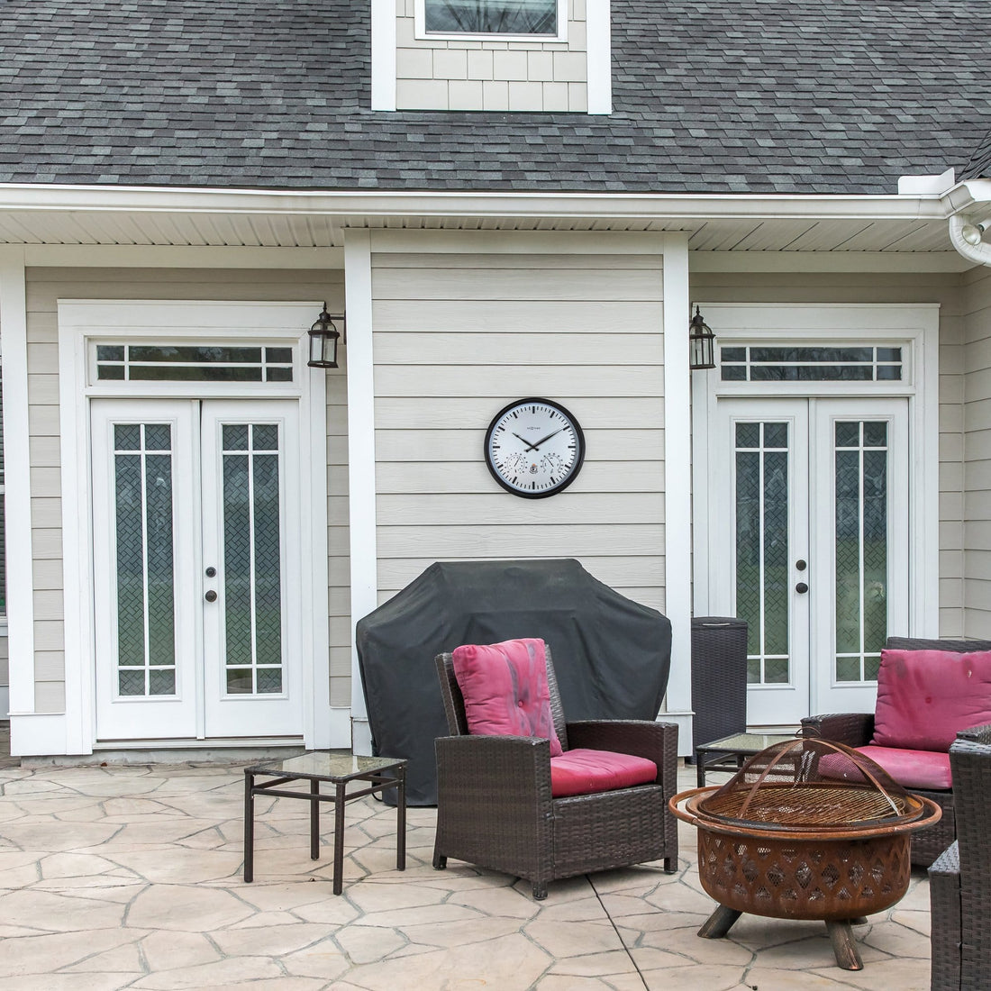 Weatherstation - Wall clock - Weatherproof - 50.5 cm  and Sunflower - Goat Corp