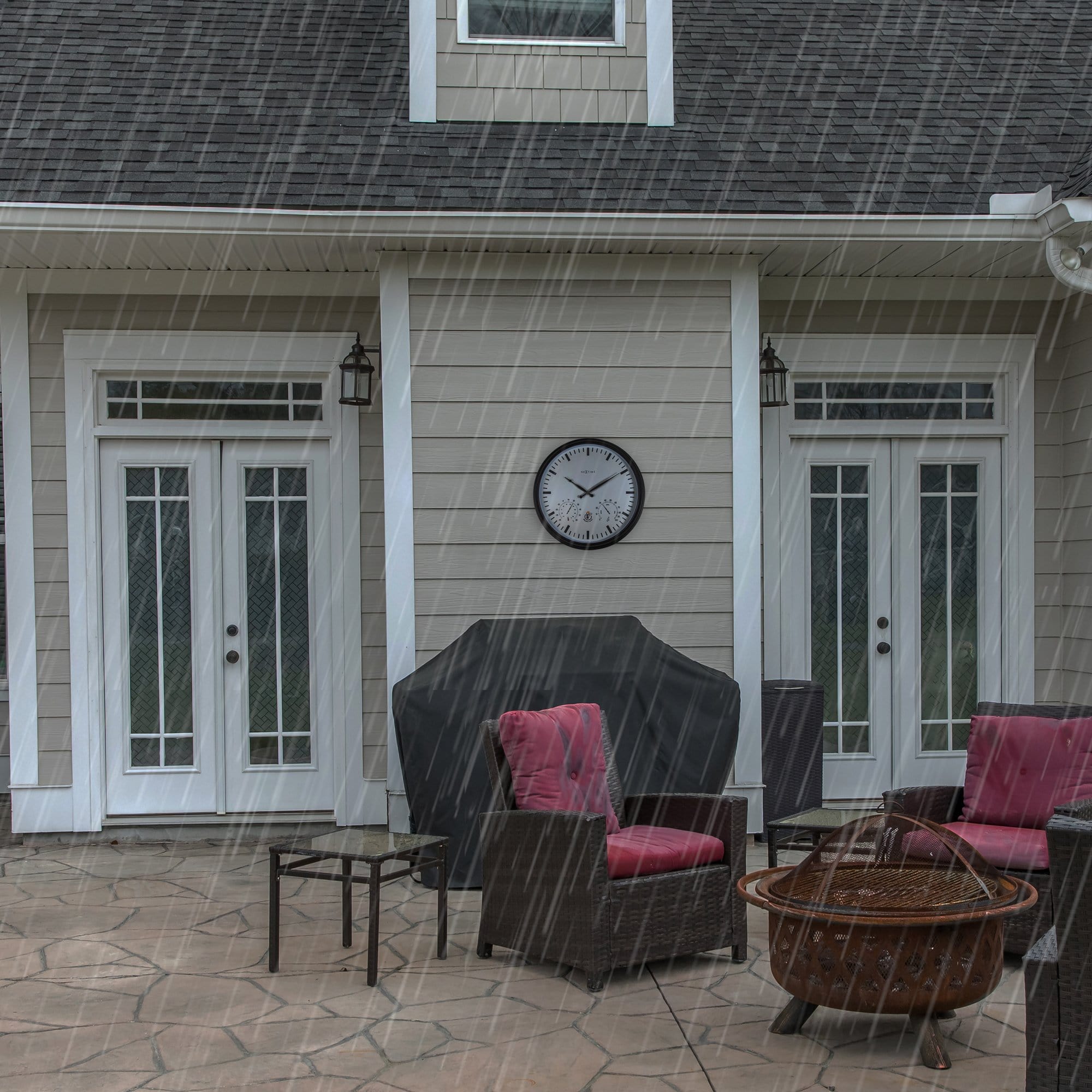 Weatherstation - Wall clock - Weatherproof - 50.5 cm  and Sunflower - Goat Corp