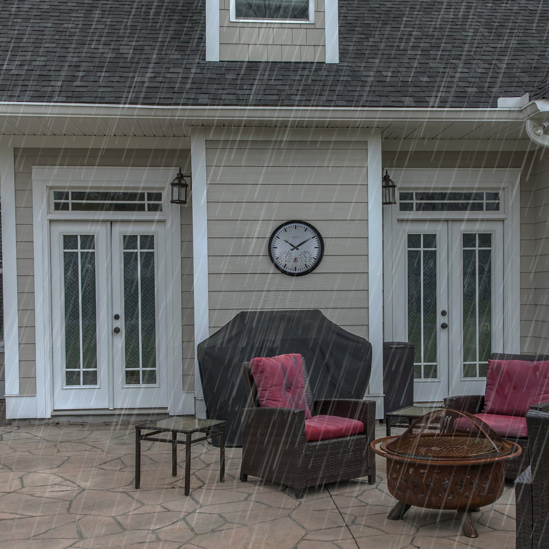 Weatherstation - Wall clock - Weatherproof - 50.5 cm  and Sunflower - Goat Corp