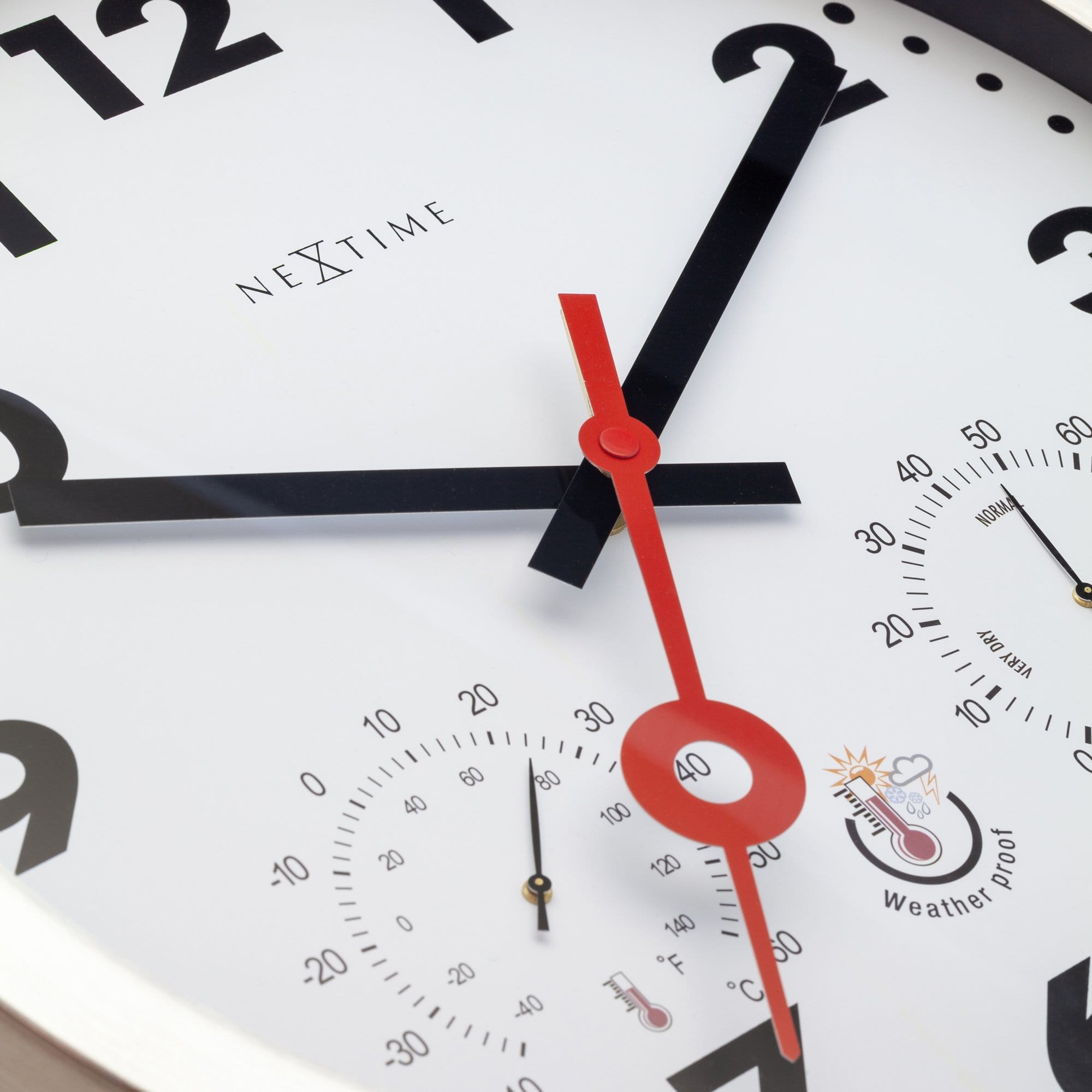 Weatherstation - Wall Clock - Weatherproof - 35cm - Silent - Aluminium - Clematis - Goat Corp