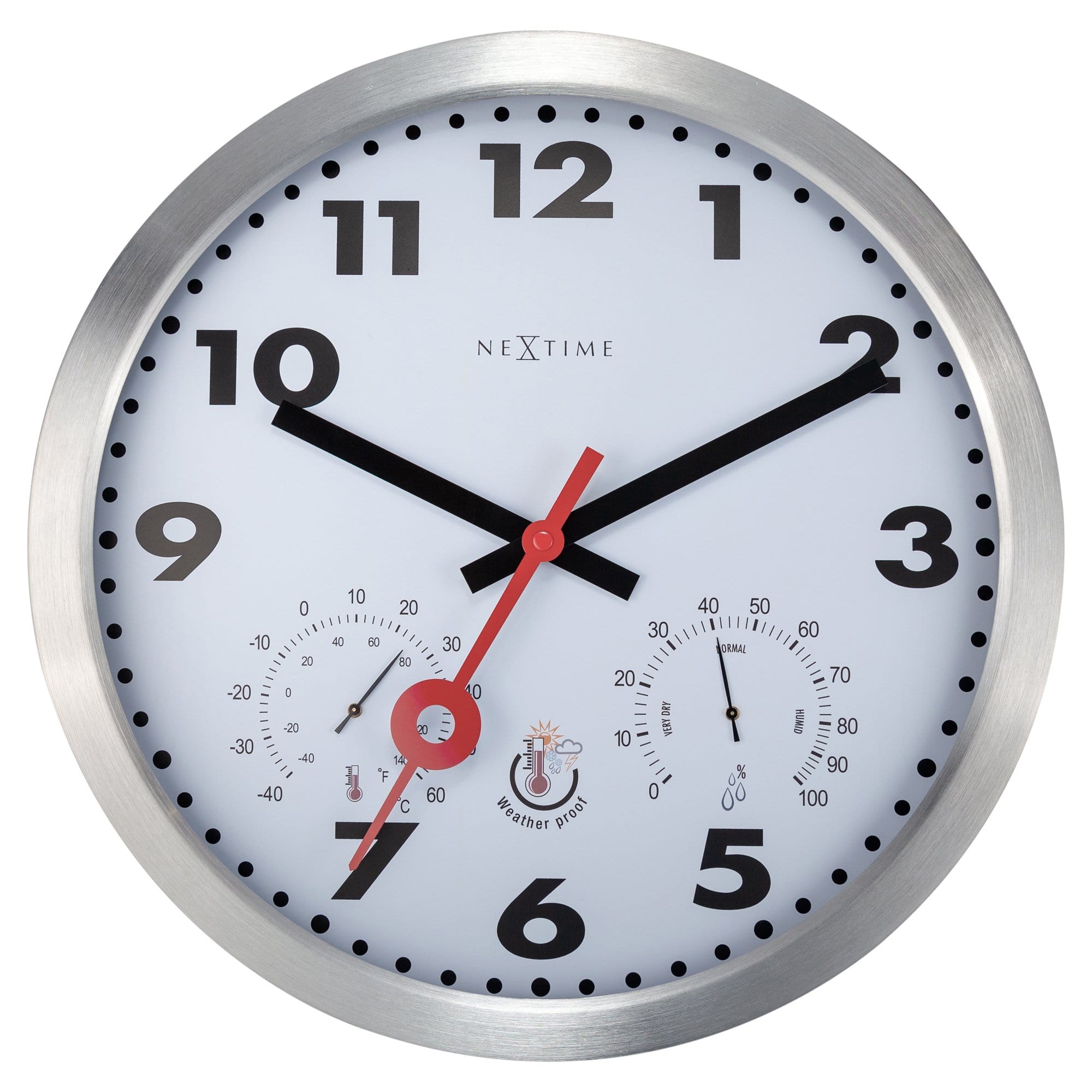 Weatherstation - Wall Clock - Weatherproof - 35cm - Silent - Aluminium - Clematis - Goat Corp
