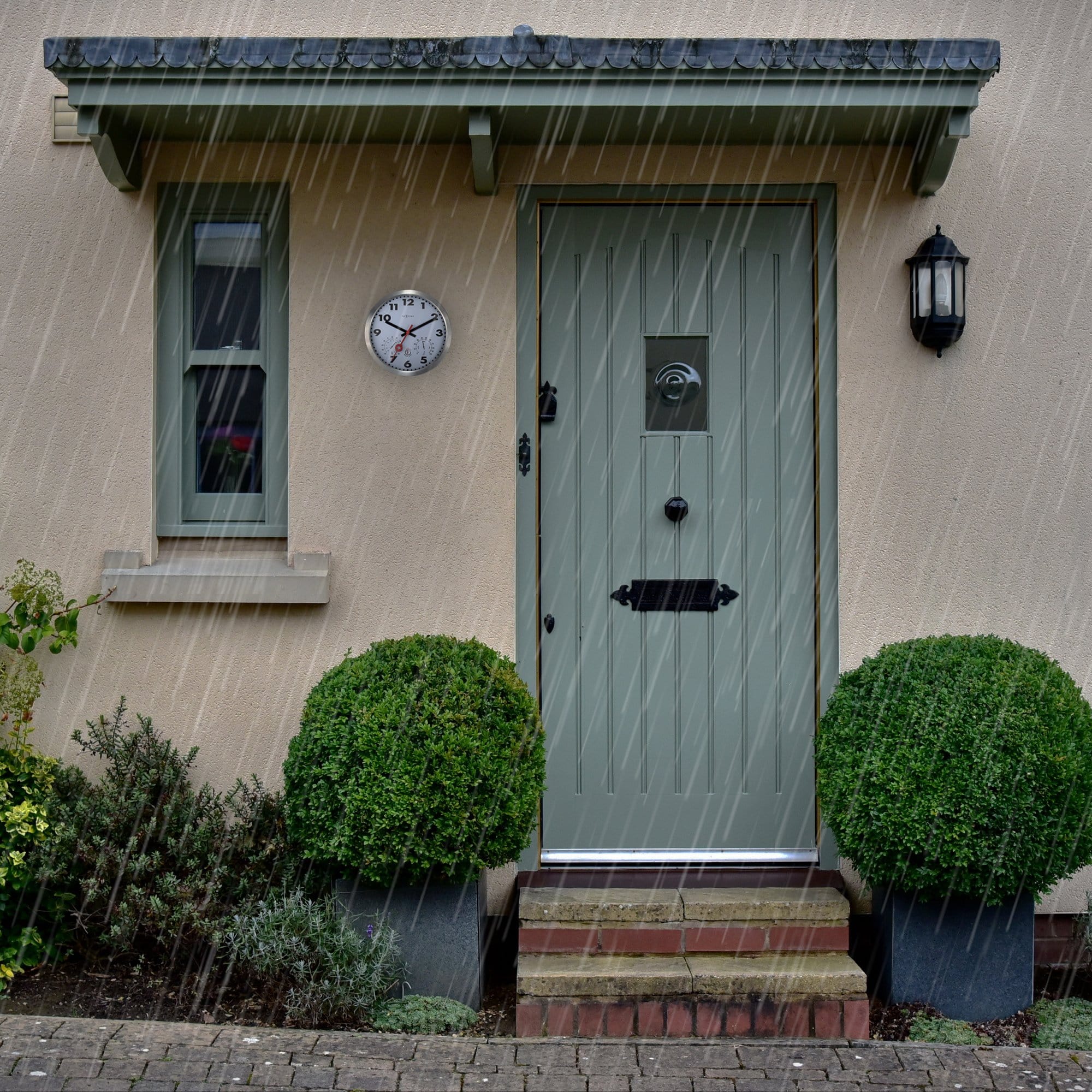 Weatherstation - Wall Clock - Weatherproof - 35cm - Silent - Aluminium - Clematis - Goat Corp