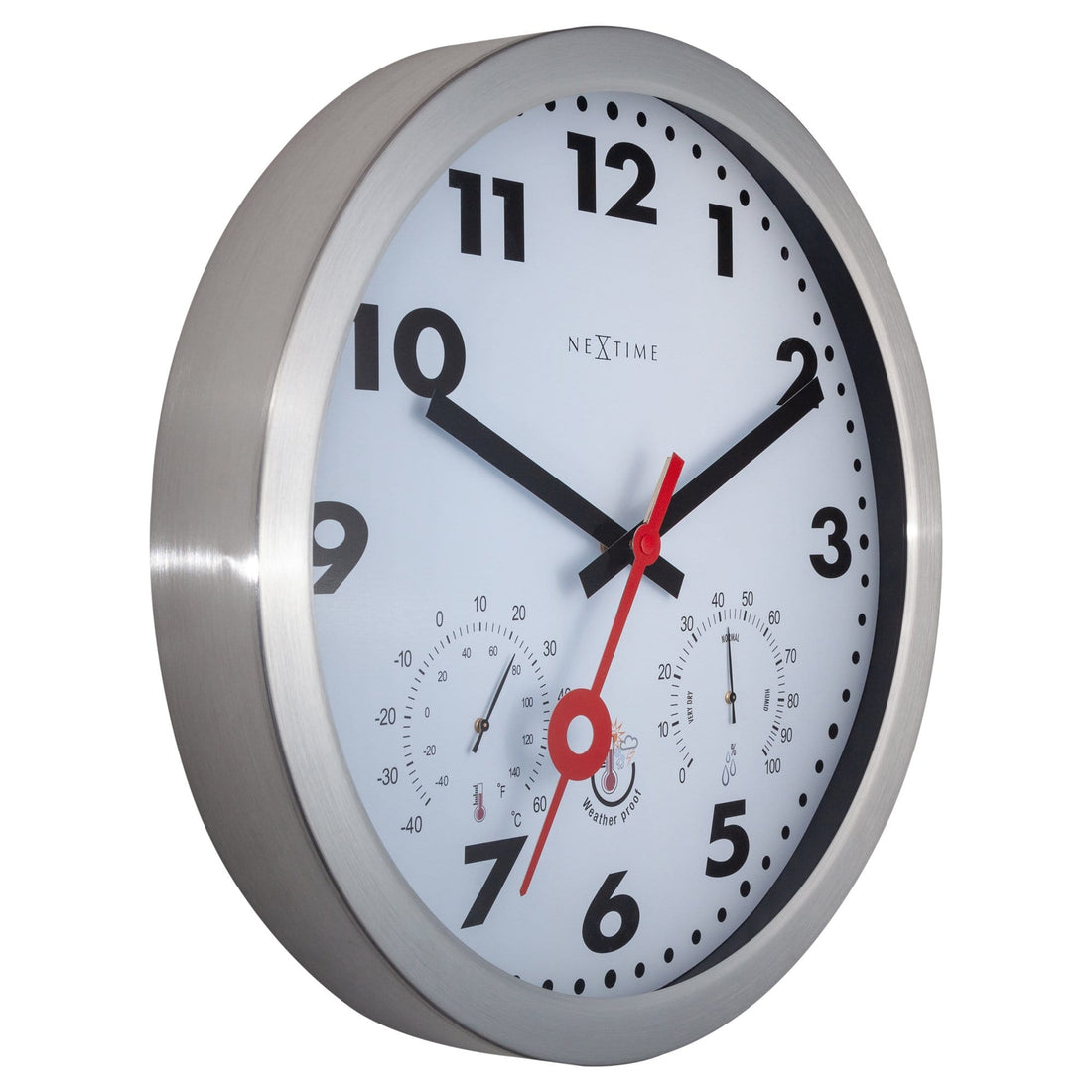 Weatherstation - Wall Clock - Weatherproof - 35cm - Silent - Aluminium - Clematis - Goat Corp