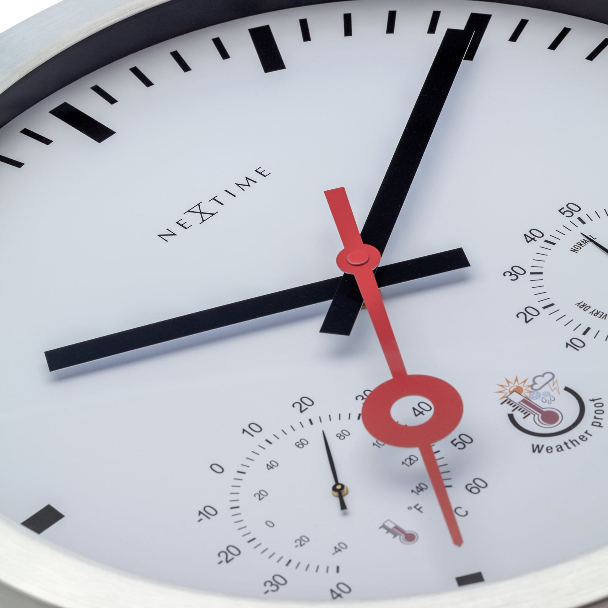 Weatherstation - Wall Clock - Weatherproof - 35cm - Silent - Aluminium - Clematis - Goat Corp