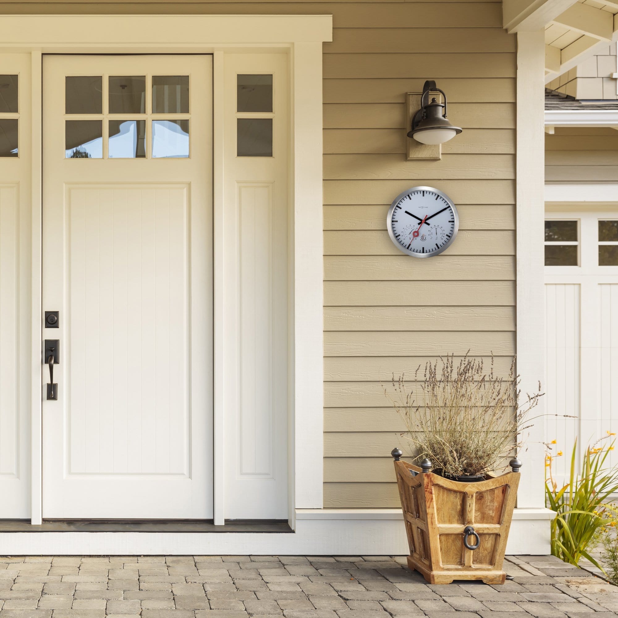 Weatherstation - Wall Clock - Weatherproof - 35cm - Silent - Aluminium - Clematis - Goat Corp