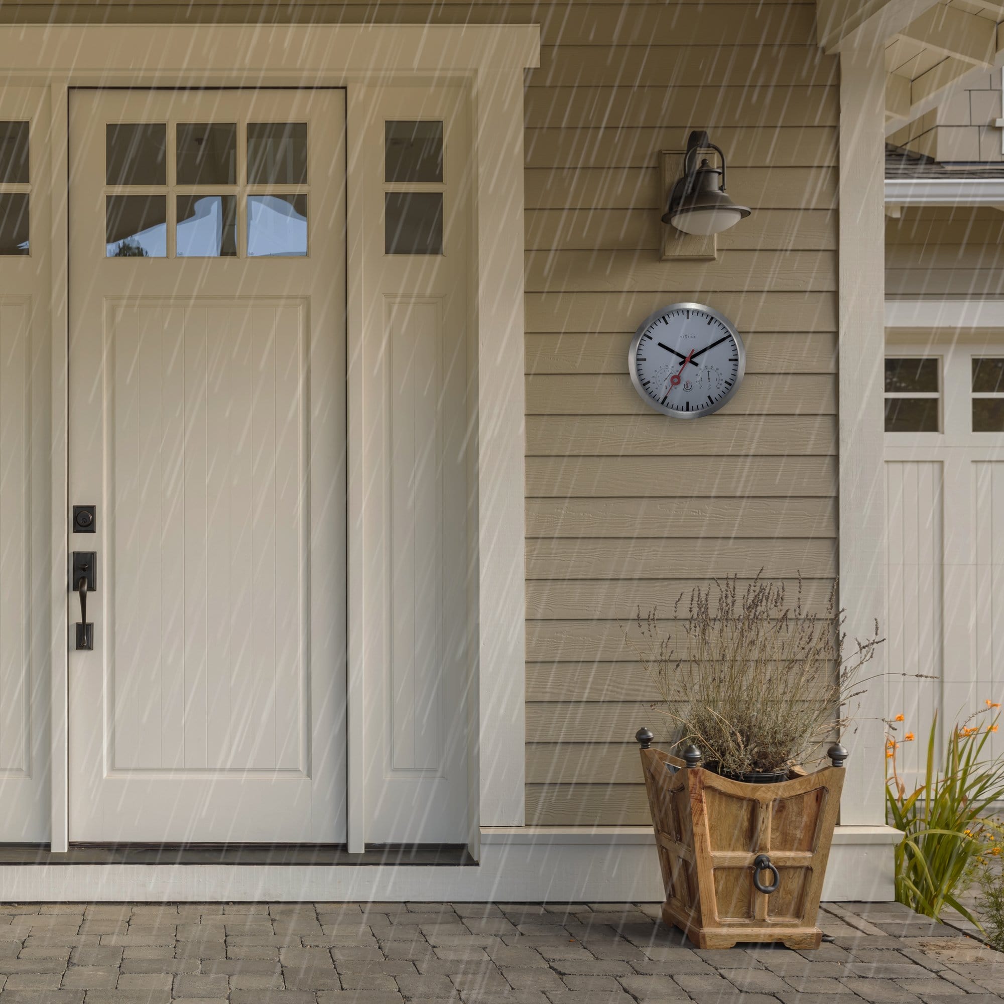 Weatherstation - Wall Clock - Weatherproof - 35cm - Silent - Aluminium - Clematis - Goat Corp