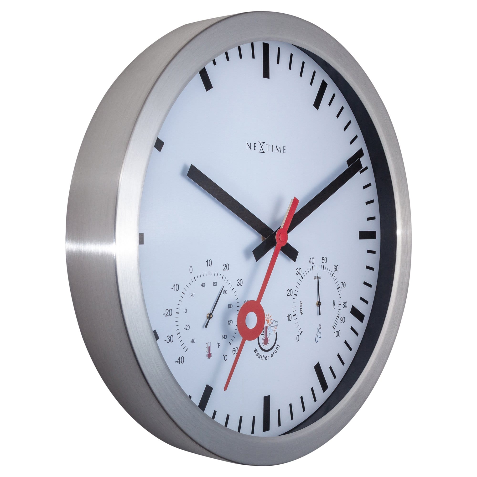Weatherstation - Wall Clock - Weatherproof - 35cm - Silent - Aluminium - Clematis - Goat Corp