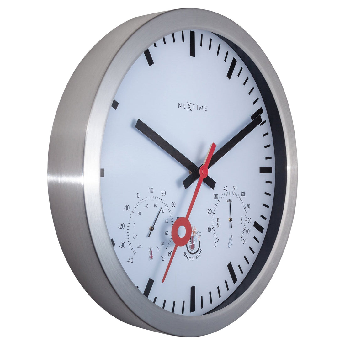 Weatherstation - Wall Clock - Weatherproof - 35cm - Silent - Aluminium - Clematis - Goat Corp