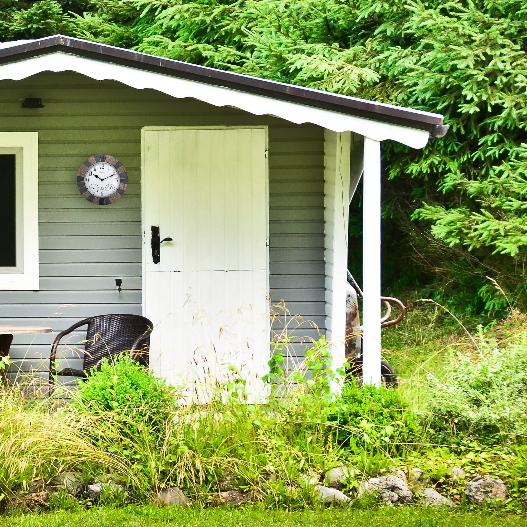 Weatherstation - Wall Clock - Weatherproof - 26cm - Polyresin - Aster - Goat Corp