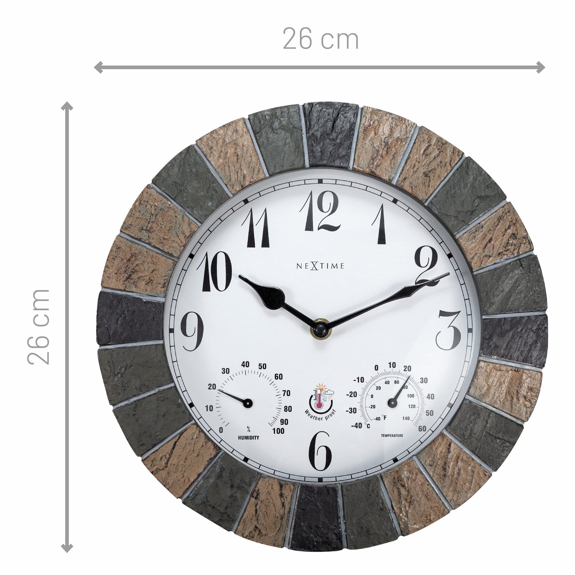 Weatherstation - Wall Clock - Weatherproof - 26cm - Polyresin - Aster - Goat Corp