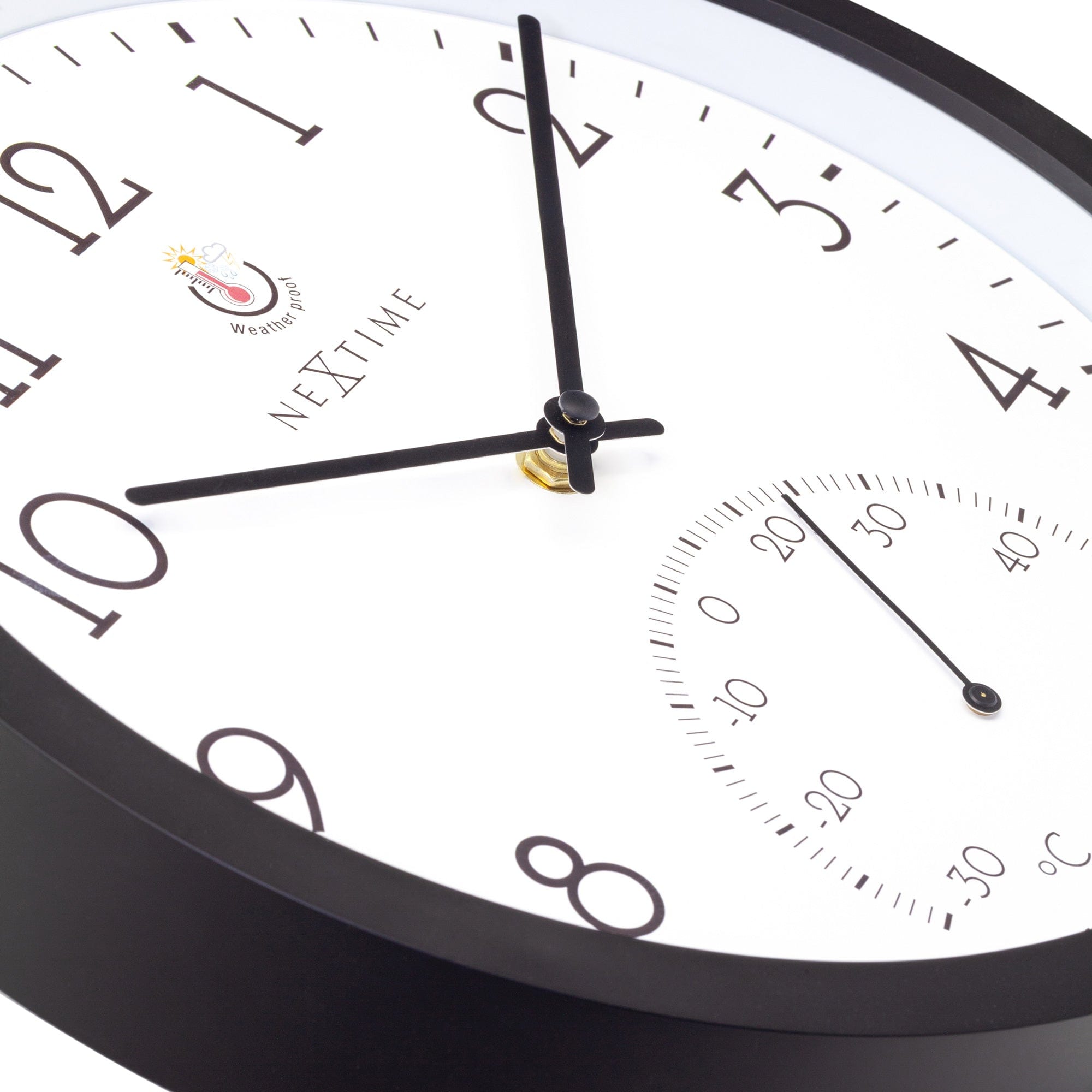 Weatherproof Outdoor clock - with thermometer - 30.5 cm  and Marigold - Goat Corp