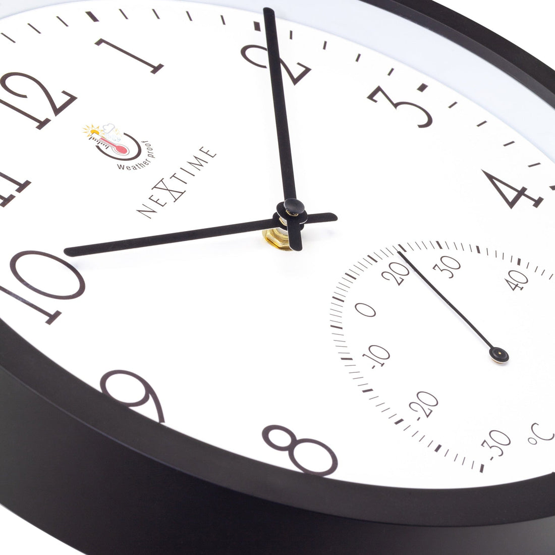 Weatherproof Outdoor clock - with thermometer - 30.5 cm  and Marigold - Goat Corp