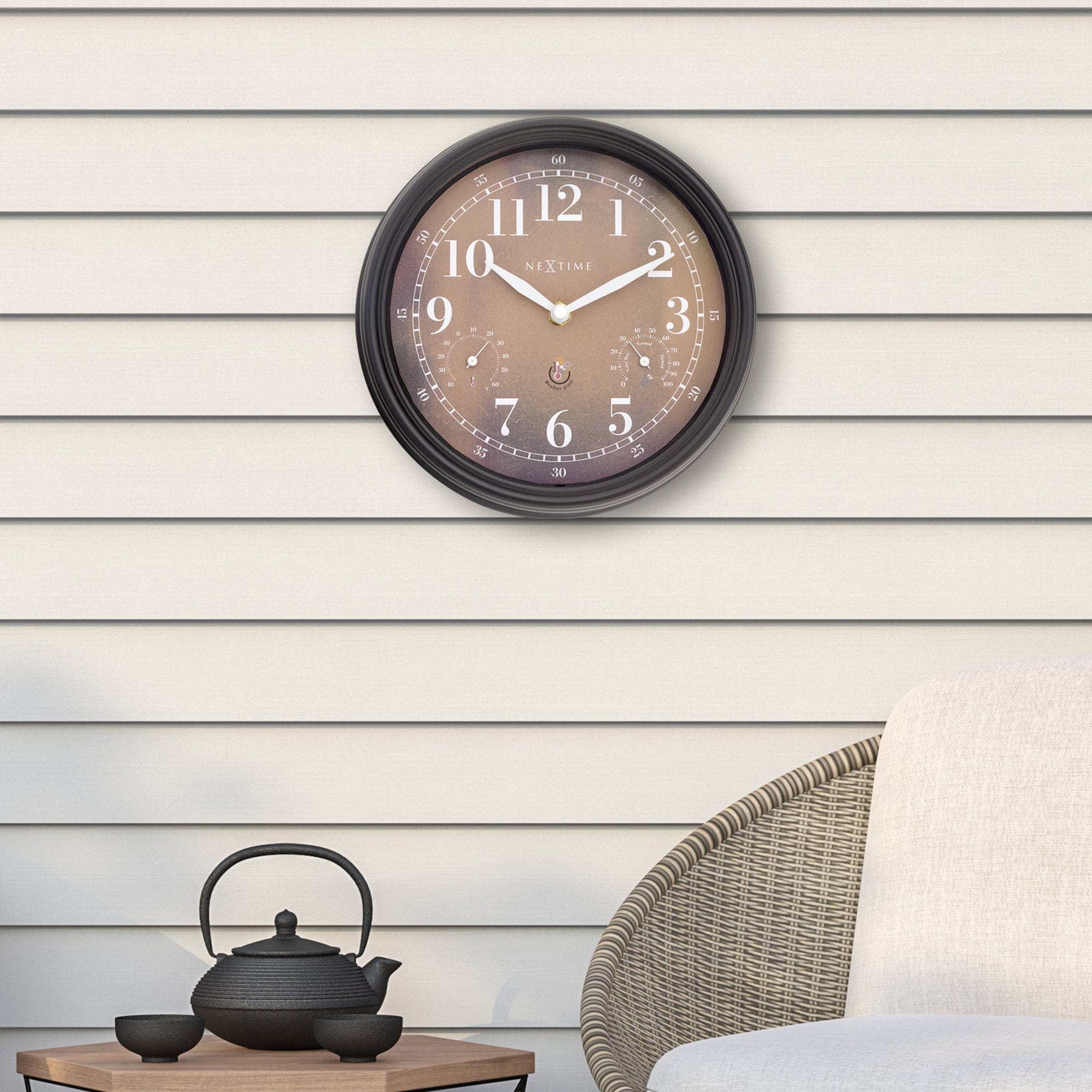 Weatherstation - Wall clock - 23.5 cm -weatherproof - Jasmine - Goat Corp