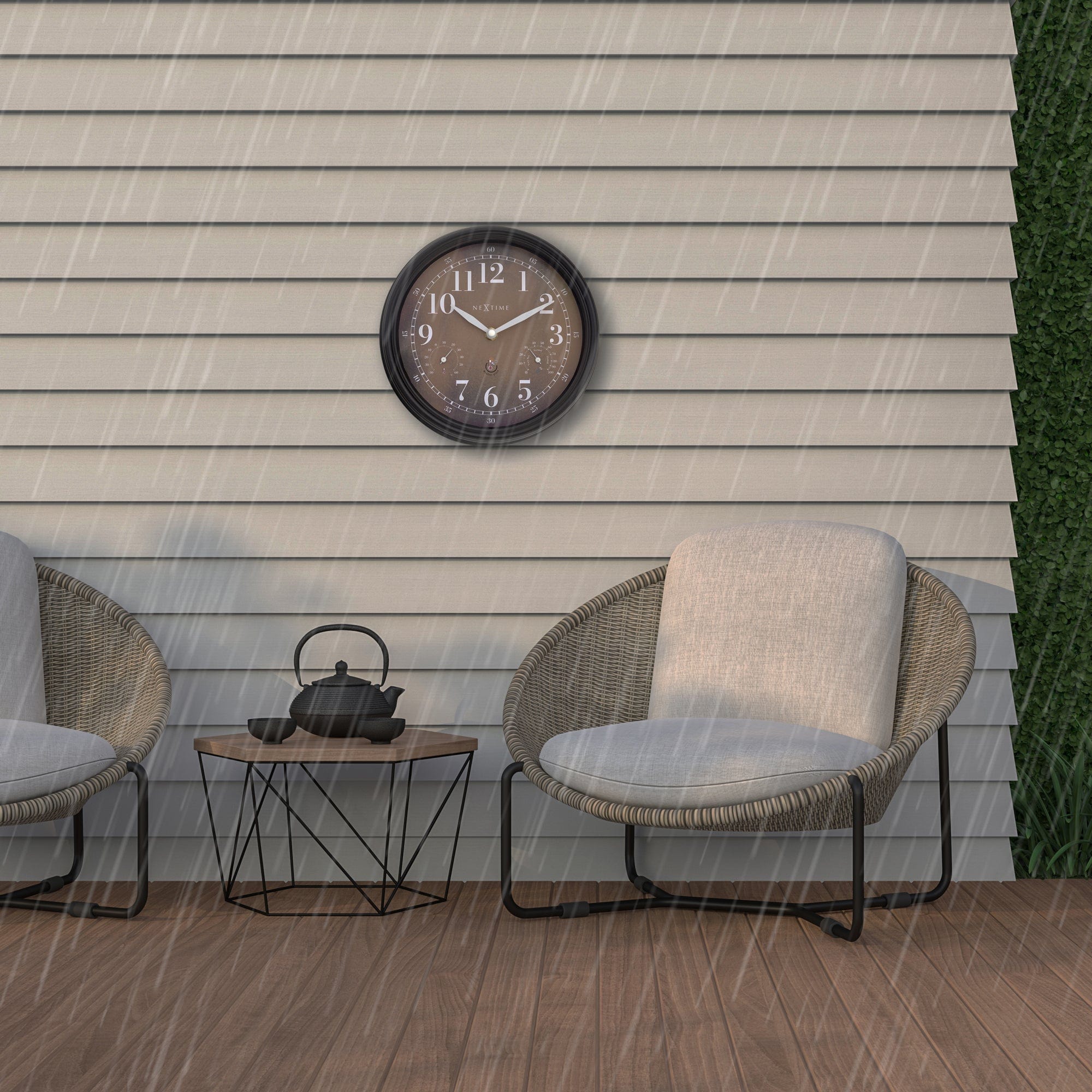 Weatherstation - Wall clock - 23.5 cm -weatherproof - Jasmine - Goat Corp