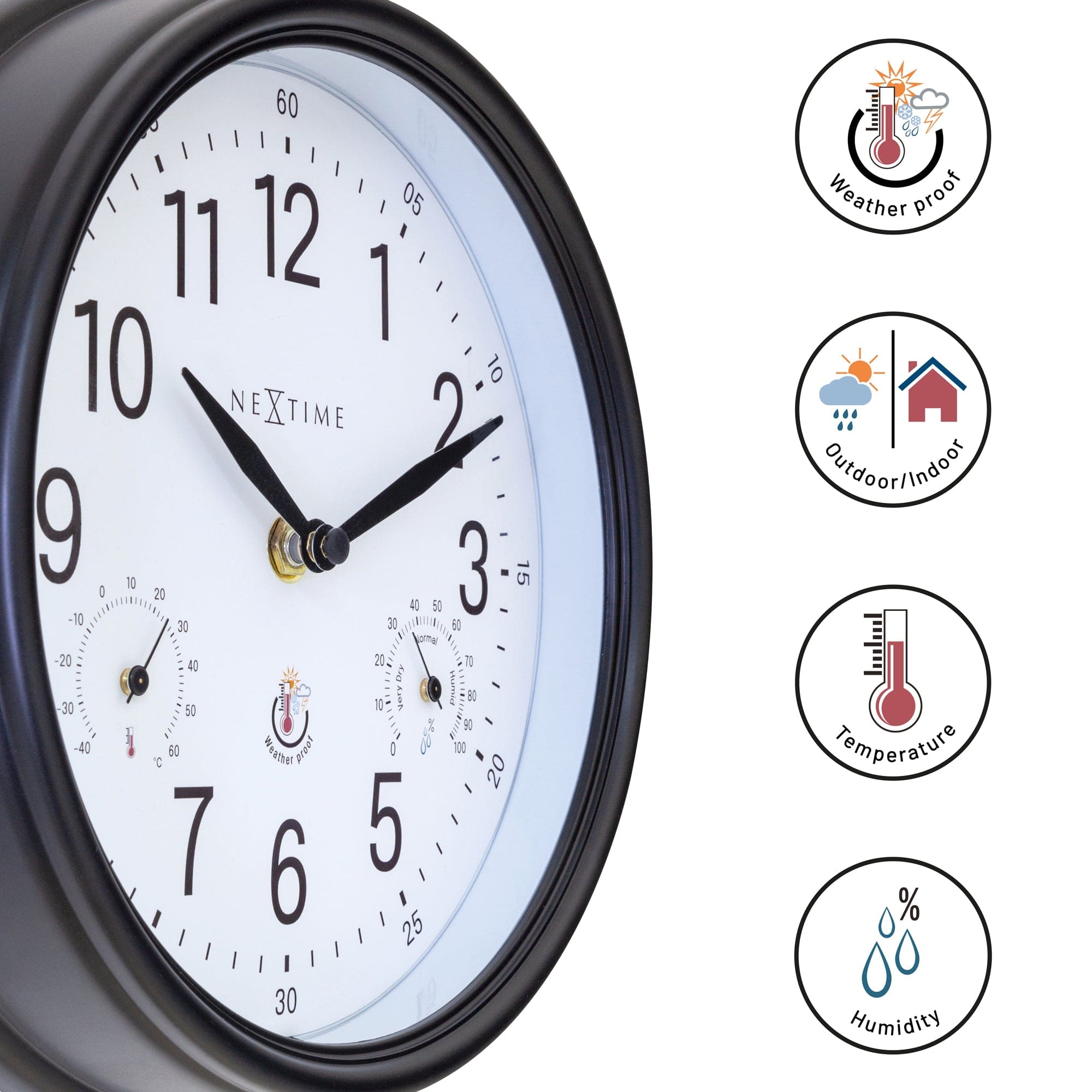 Weatherstation - Wall clock - 23.5 cm -weatherproof - Jasmine - Goat Corp