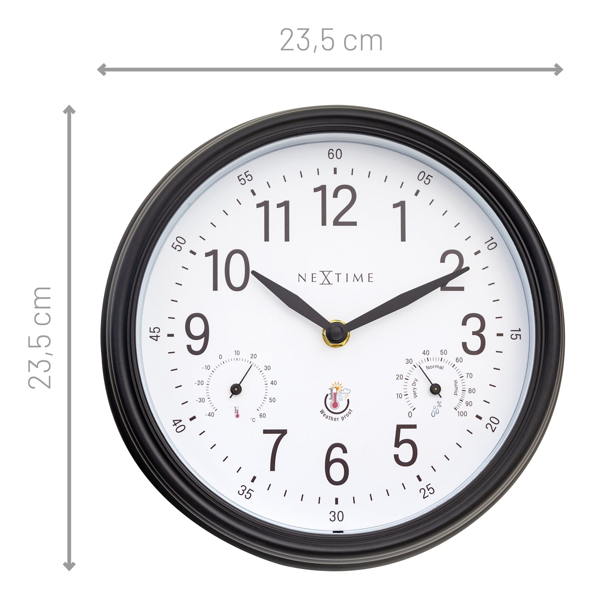 Weatherstation - Wall clock - 23.5 cm -weatherproof - Jasmine - Goat Corp