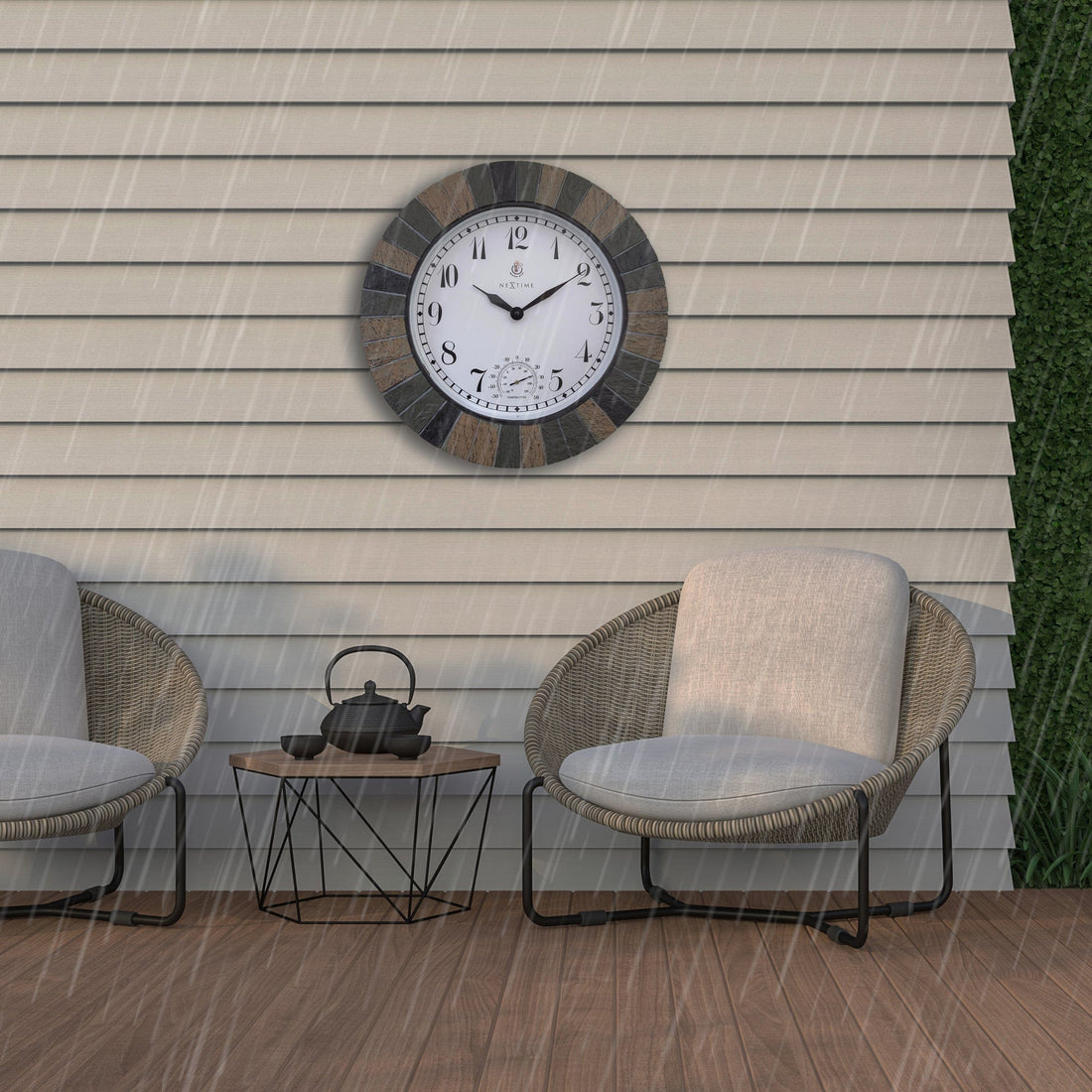 Weatherproof Outdoor clock - with thermometer - 43.5 cm - Polyresin - Aster Large - Goat Corp