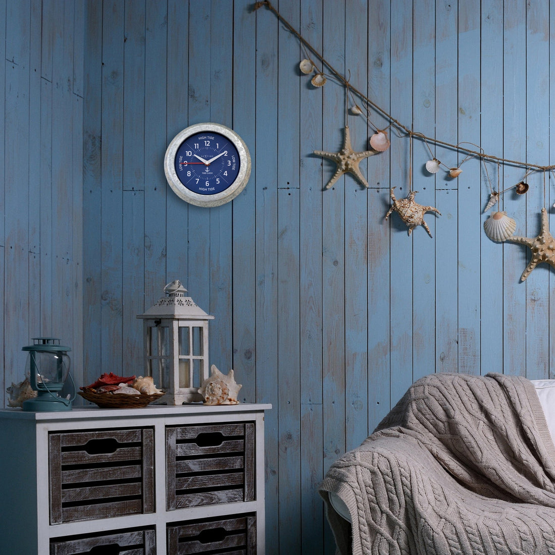 Wall Clock - with Tide Status - 22cm - Galvanized silver/ Tide - Goat Corp