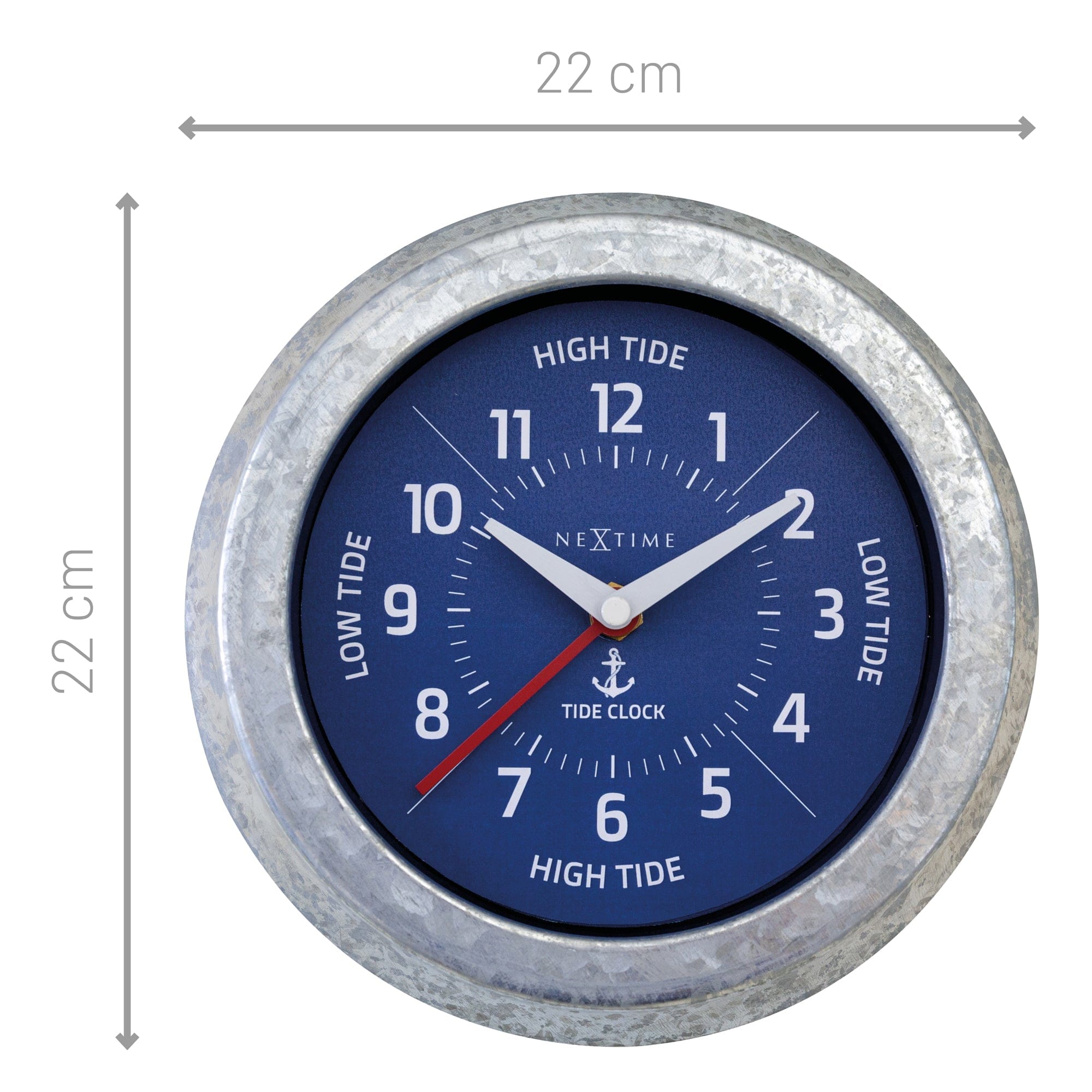 Wall Clock - with Tide Status - 22cm - Galvanized silver/ Tide - Goat Corp