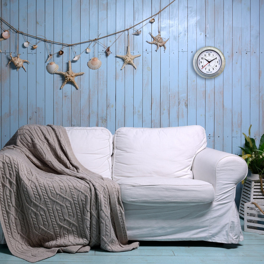 Wall Clock - with Tide Status - 22cm - Galvanized silver/ Tide - Goat Corp