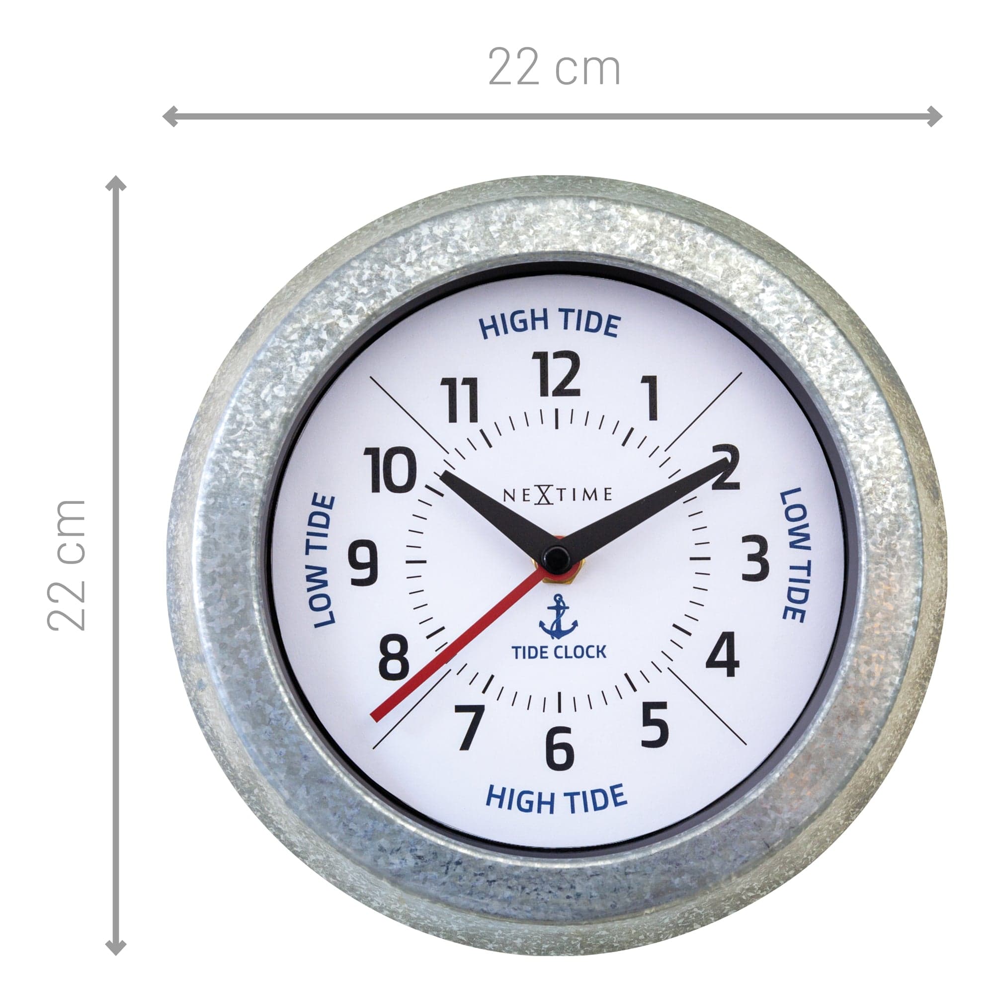 Wall Clock - with Tide Status - 22cm - Galvanized silver/ Tide - Goat Corp