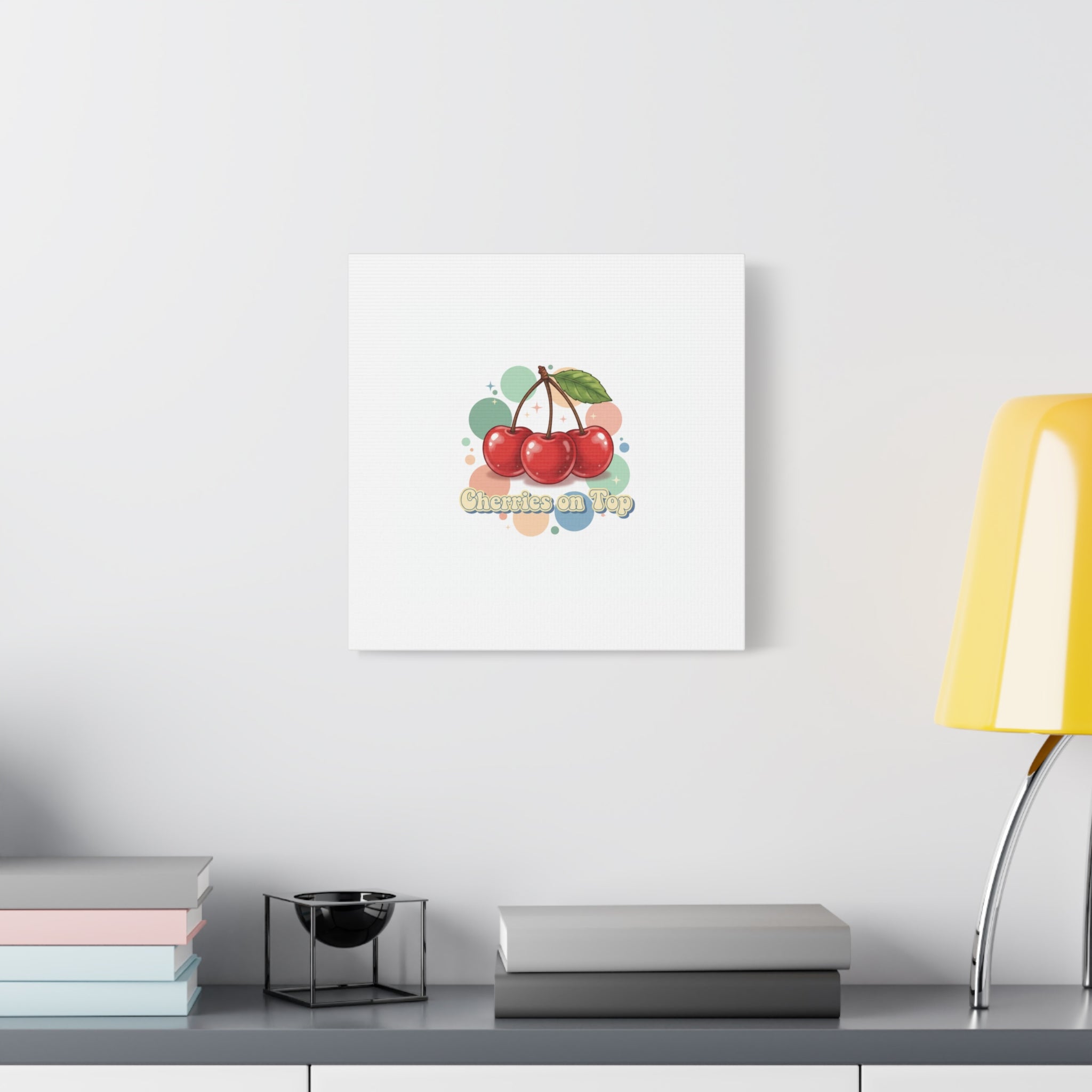 Cherries on Top Canvas | Retro Kawaii Fruit Wall Art