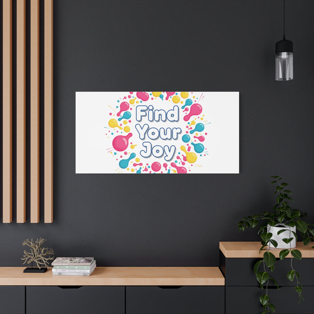 Find Your Joy Canvas | Dopamine Decor, Neon Gradient Squiggle Art