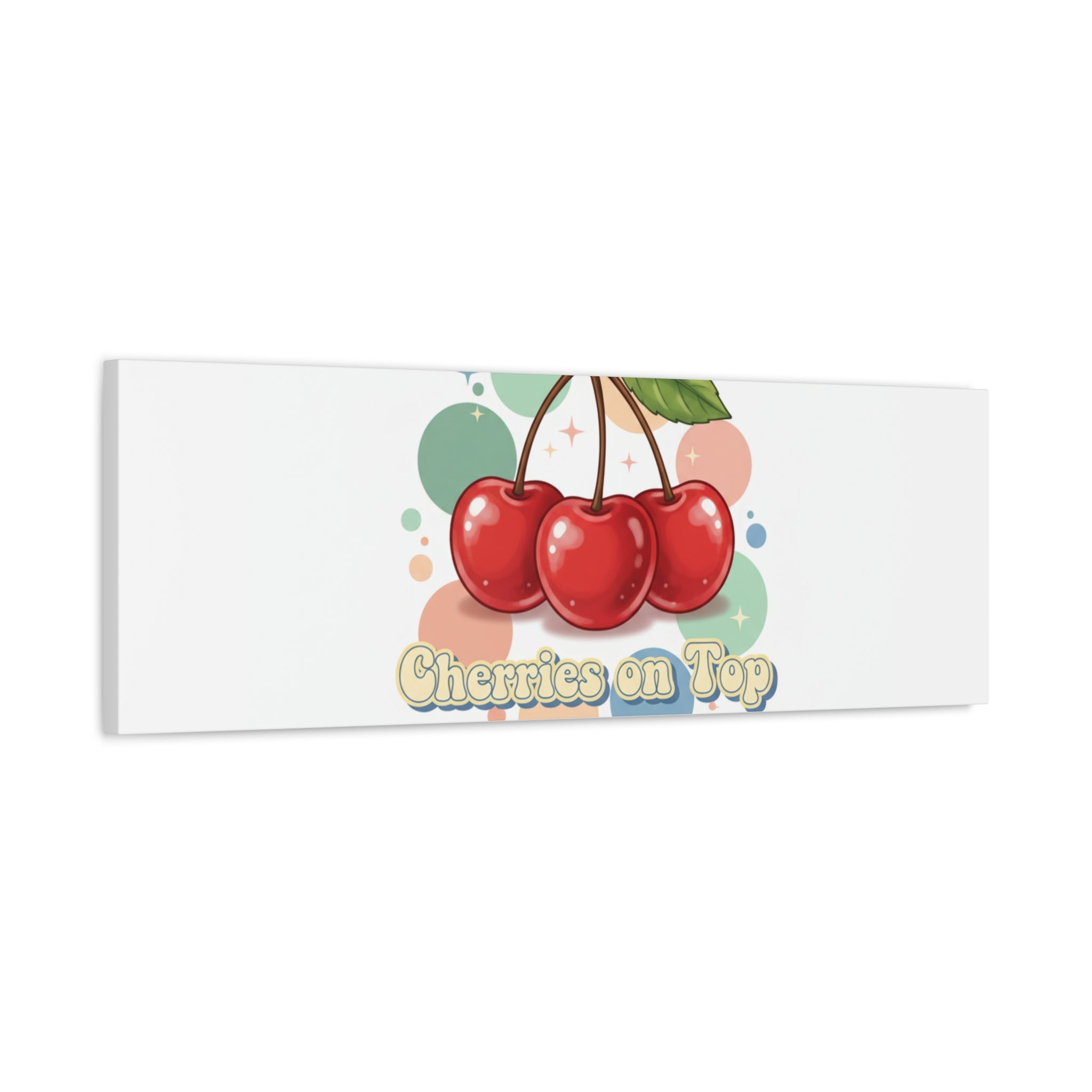Cherries on Top Canvas | Retro Kawaii Fruit Wall Art