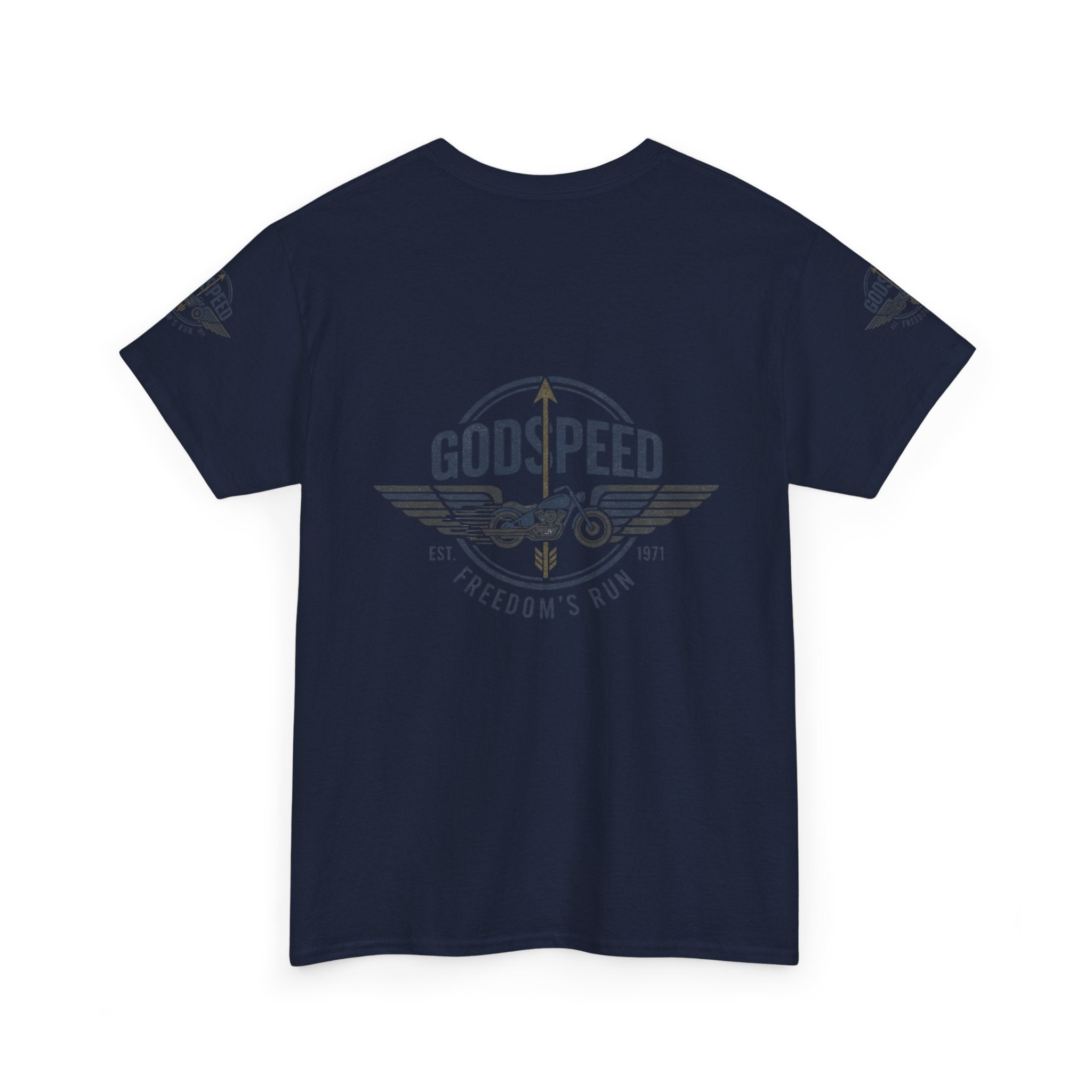 Godspeed Freedom Run Unisex Heavy Cotton Tee, Classic Graphic T-Shirt, Casual Wear, Gift for Runners, Vintage Style Apparel