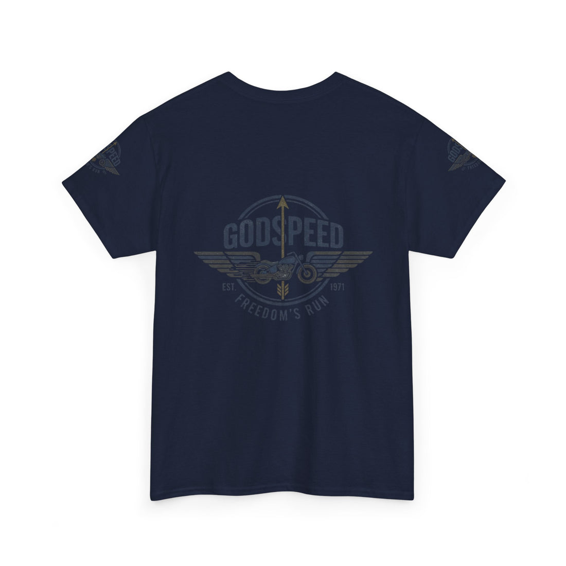 Godspeed Freedom Run Unisex Heavy Cotton Tee, Classic Graphic T-Shirt, Casual Wear, Gift for Runners, Vintage Style Apparel