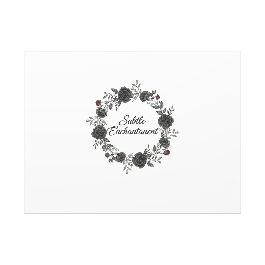 Moon Rose Wreath Canvas, Romantic Gothic Lite, Soft Goth Floral Wall Art